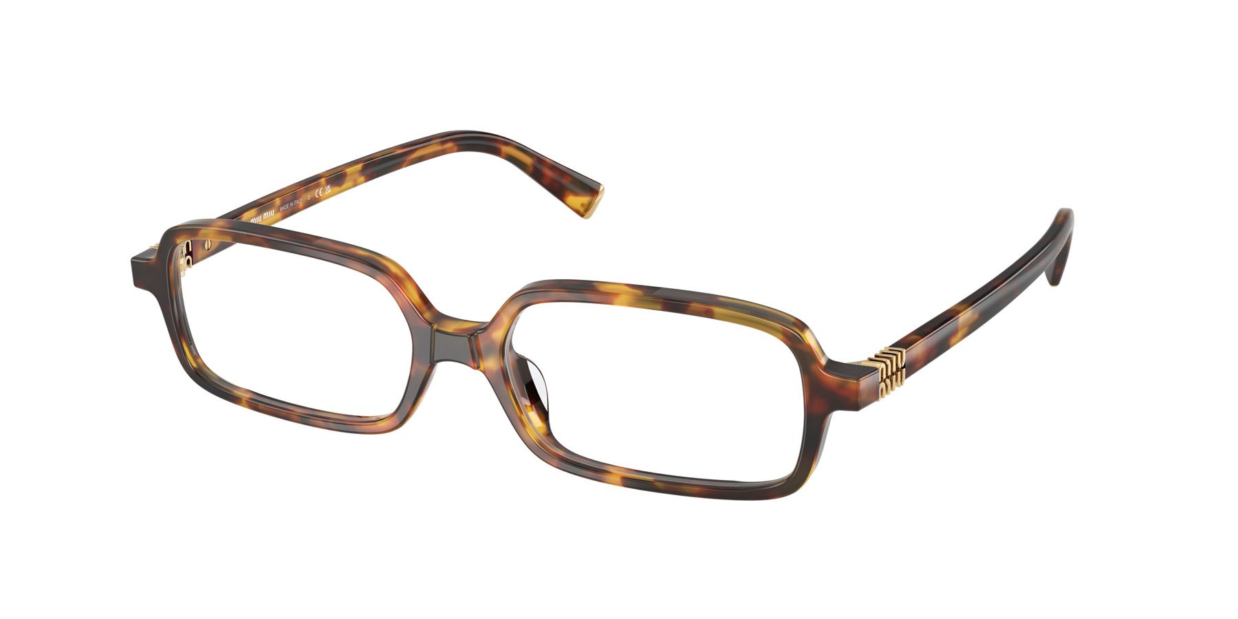 Occhiali da vista Miu Miu MU 01YV (14L1O1) colore havana miele forma rettangolare lenti lente demo