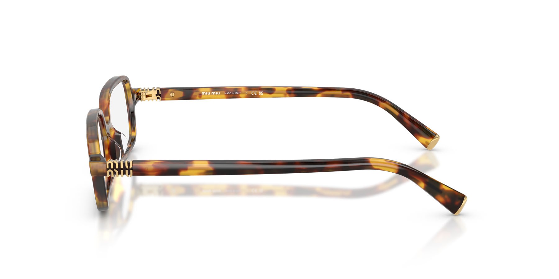 Occhiali da vista Miu Miu MU 01YV (14L1O1) colore havana miele forma rettangolare lenti lente demo