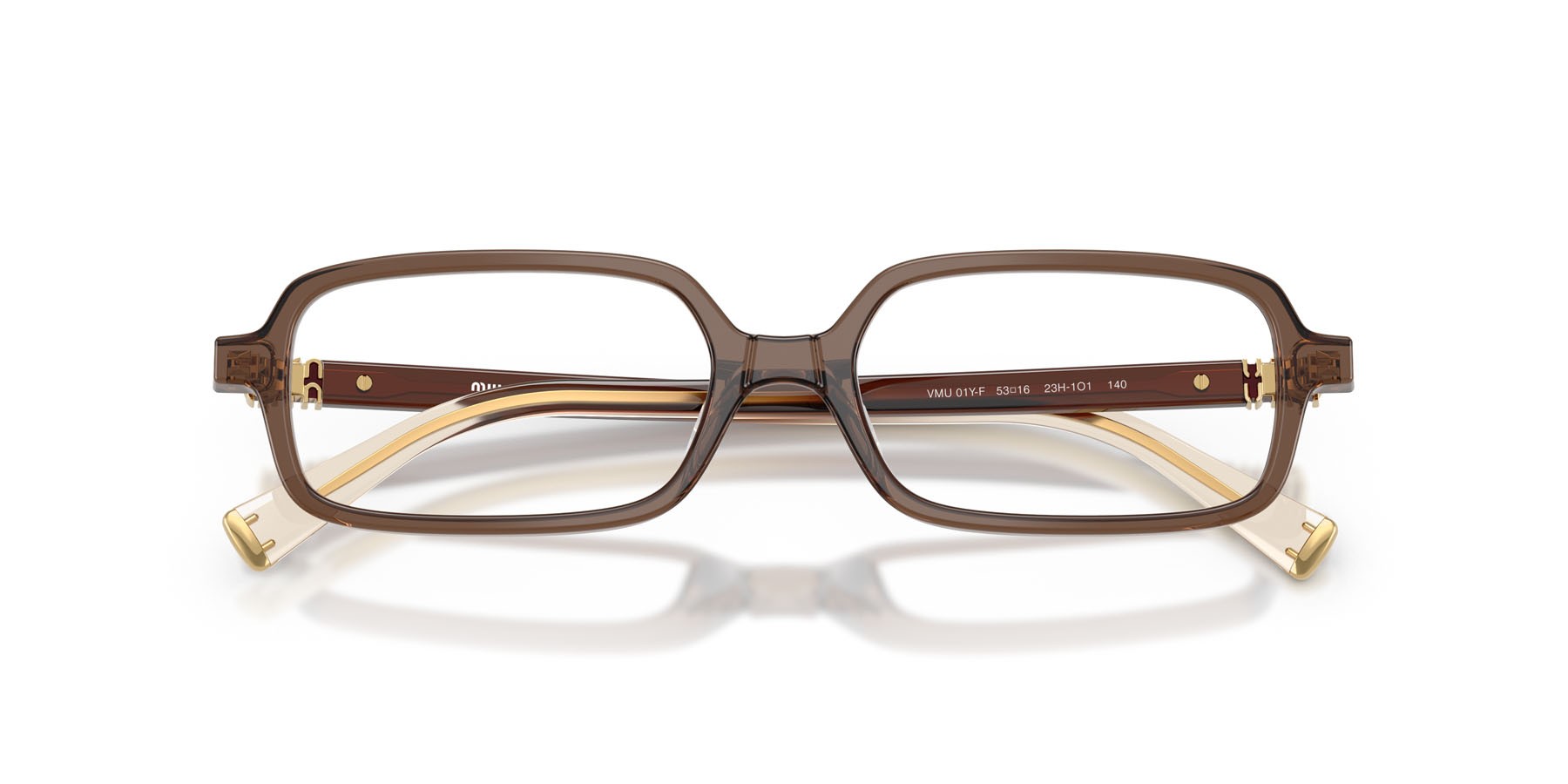 Eyeglasses Miu Miu MU 01YV (23H1O1) color marrone trasparente shape rectangle lenses lente demo