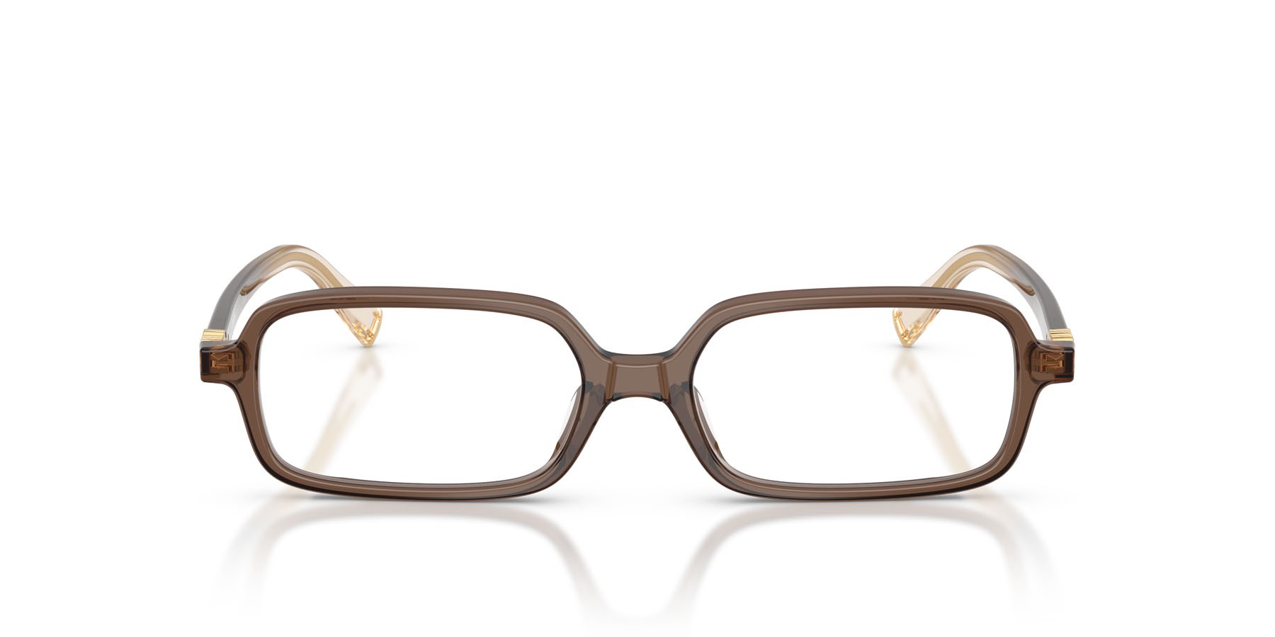 Eyeglasses Miu Miu MU 01YV (23H1O1) color marrone trasparente shape rectangle lenses lente demo
