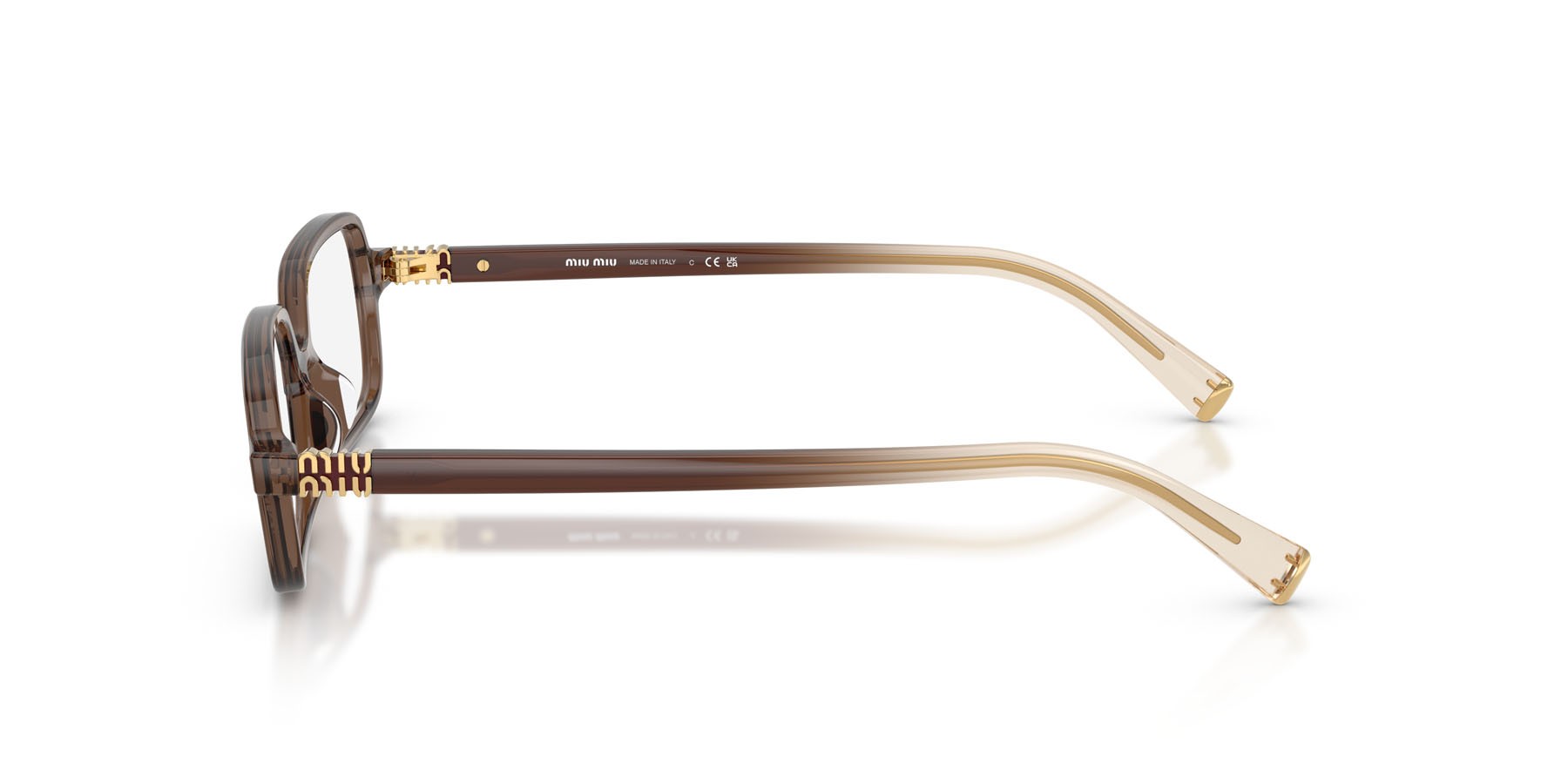 Eyeglasses Miu Miu MU 01YV (23H1O1) color marrone trasparente shape rectangle lenses lente demo