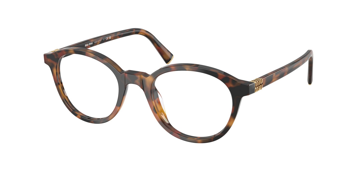 Eyeglasses Miu Miu MU 02WV (19P1O1) color verde edera havana shape round lenses lente demo