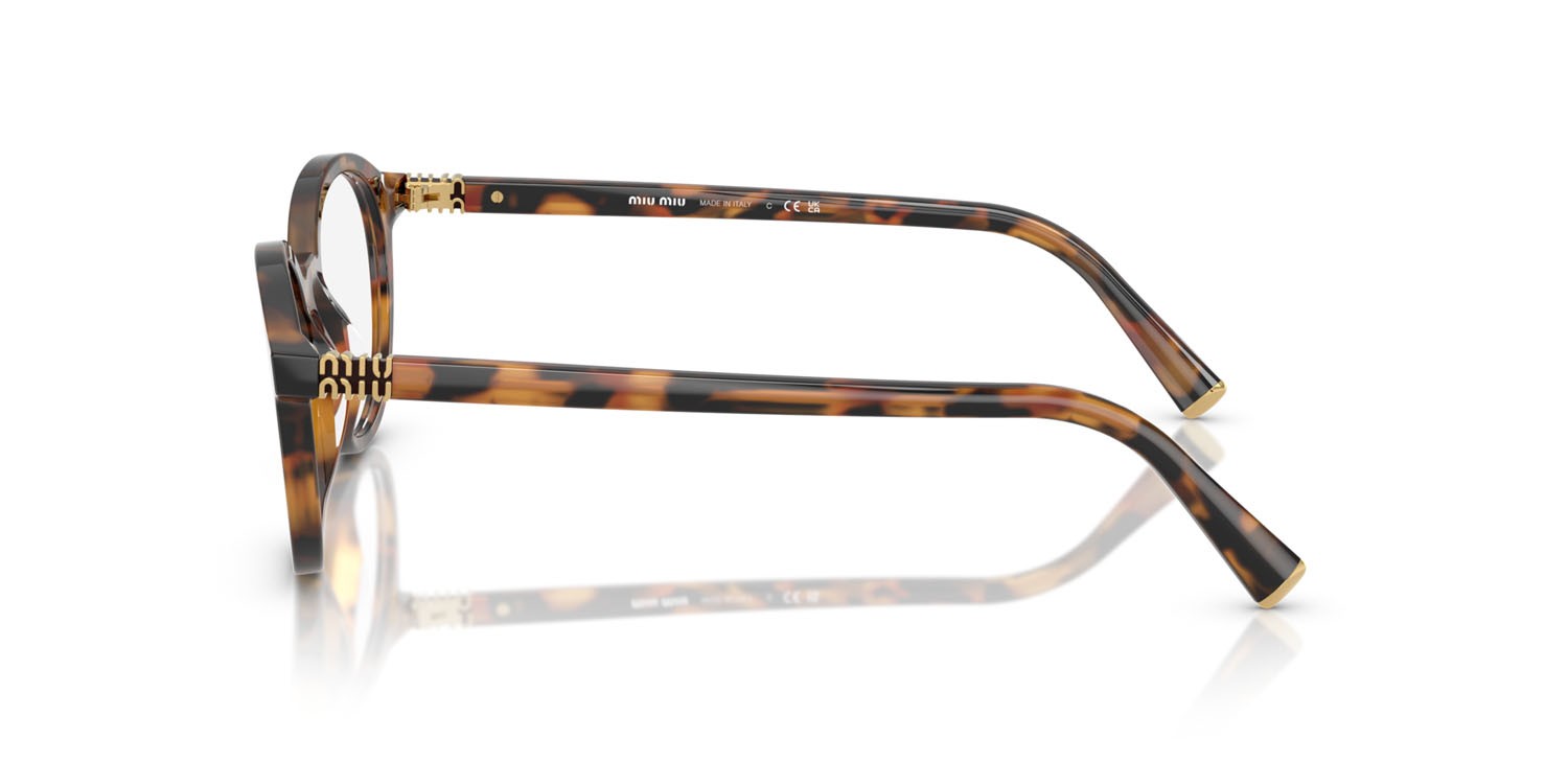 Eyeglasses Miu Miu MU 02WV (19P1O1) color verde edera havana shape round lenses lente demo