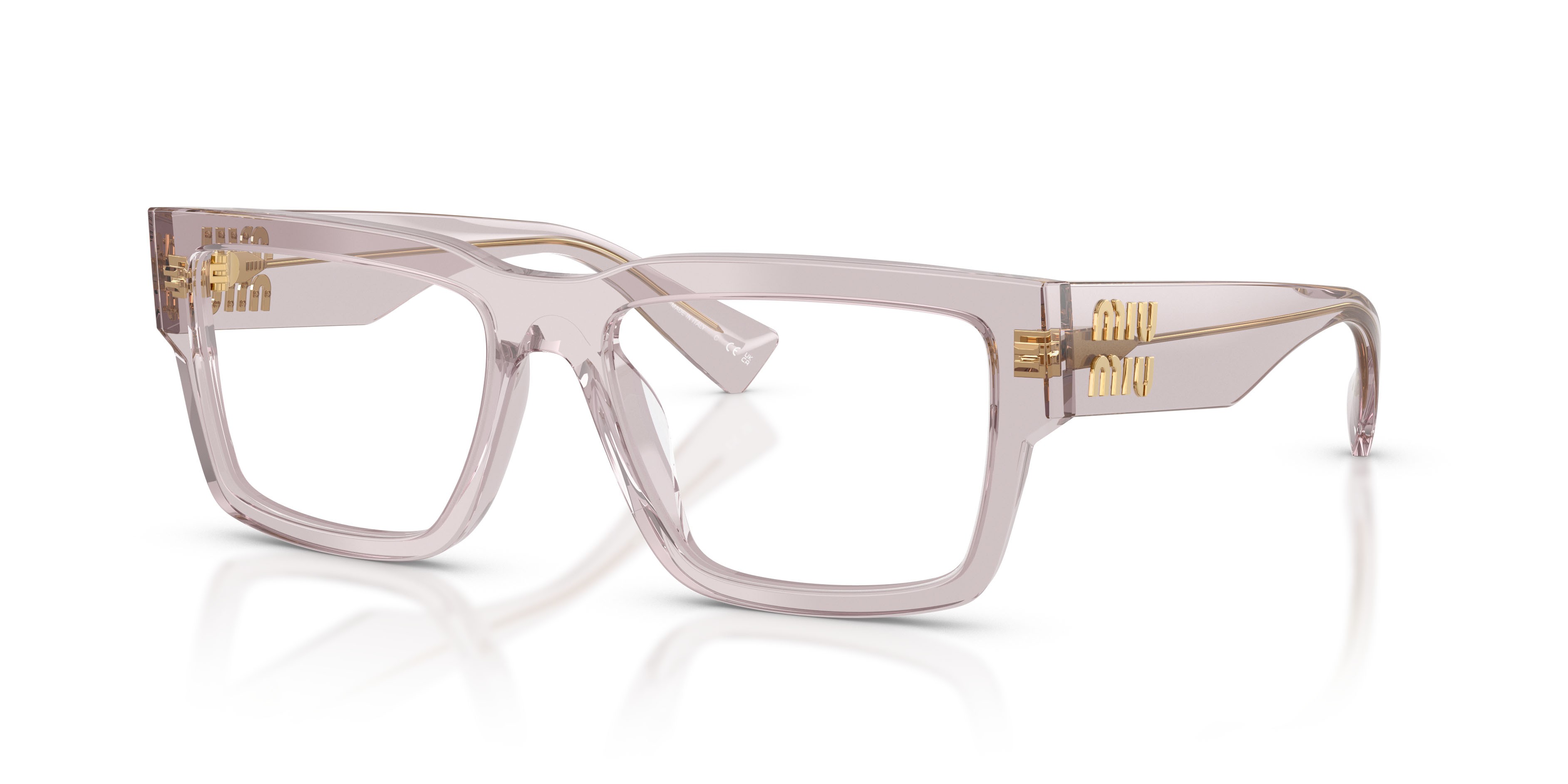 Eyeglasses Miu Miu MU 02XV (12W1O1) color trasparent mauve shape rectangle lenses lente demo