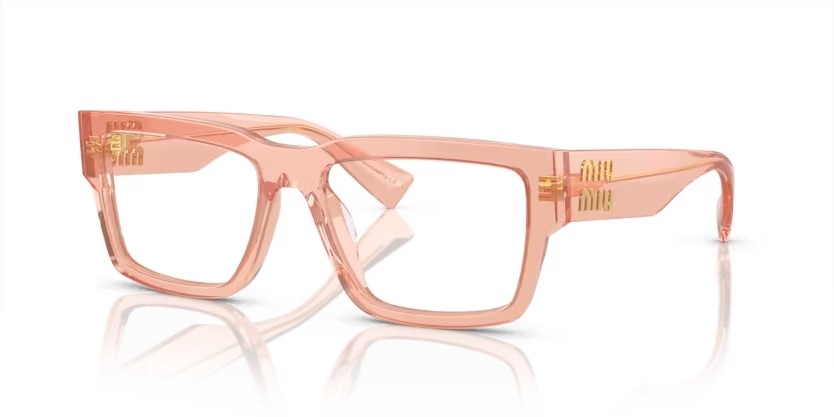 Brillen Miu Miu MU 02XV (13T1O1) farbe noisette transparent form rechteckig gläser lente demo
