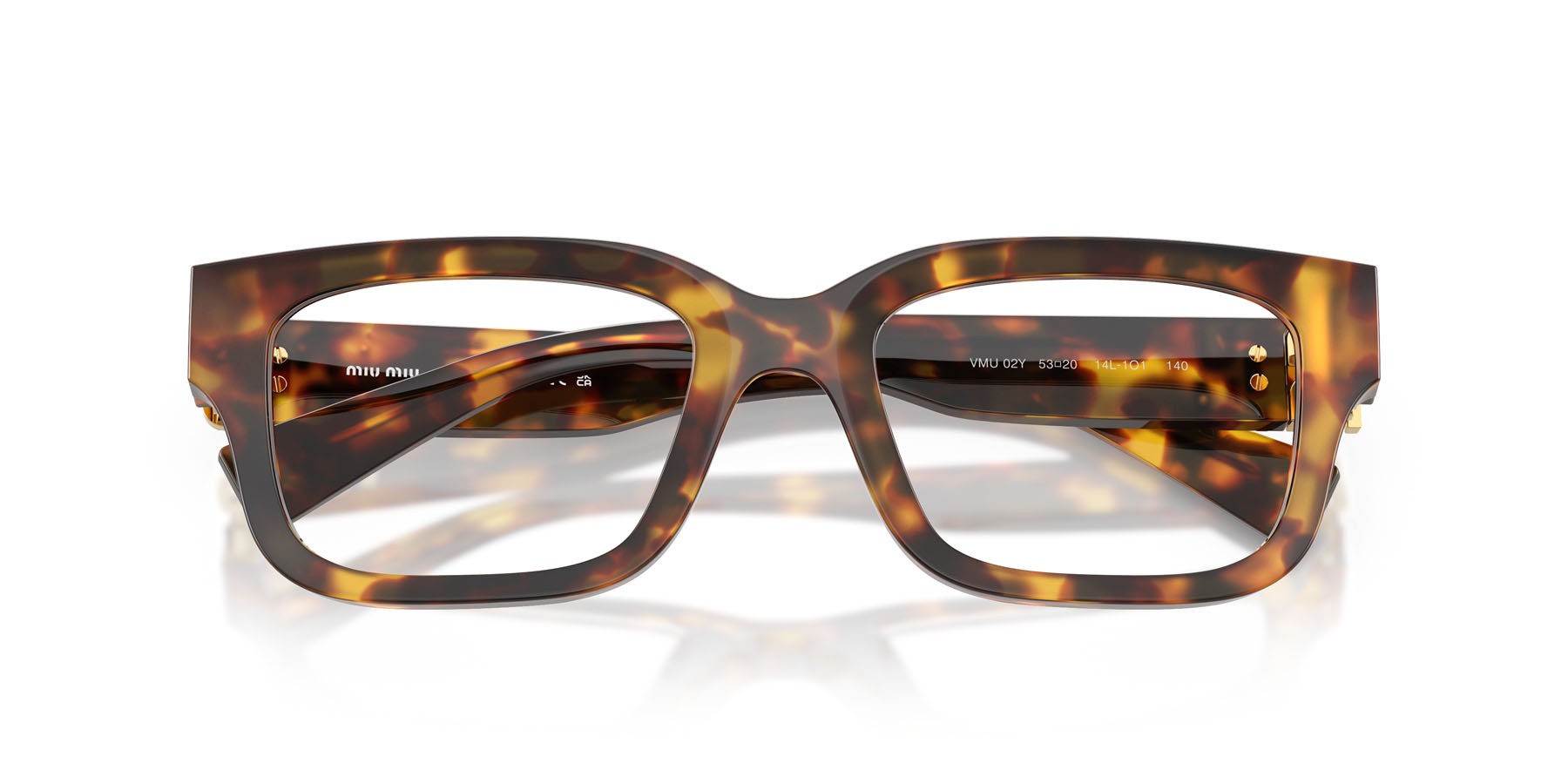 Eyeglasses Miu Miu MU 02YV (14L1O1) color havana miele shape rectangle lenses lente demo
