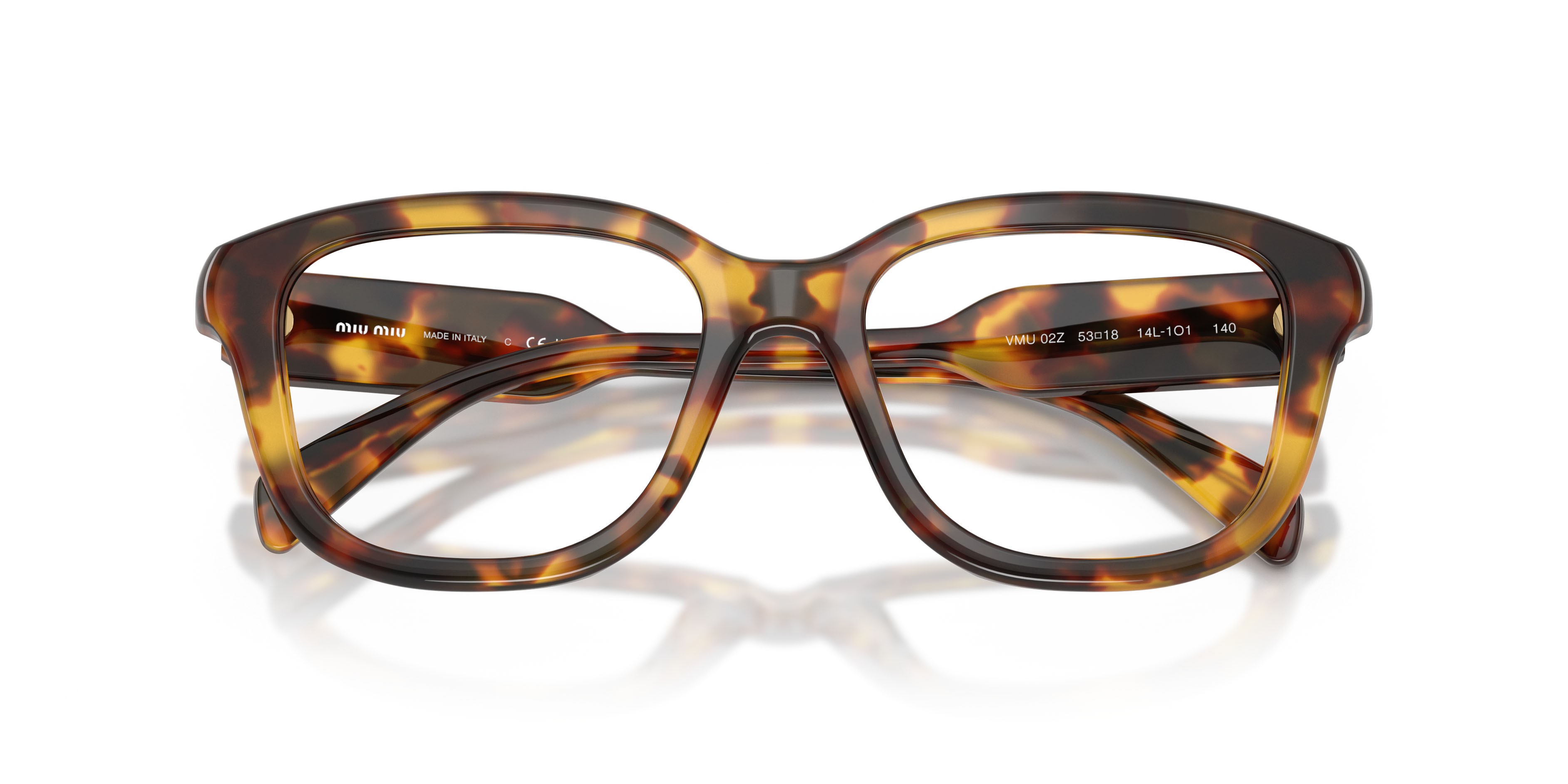Occhiali da vista Miu Miu MU 02ZV (14L1O1) colore havana miele forma rettangolare lenti lente demo