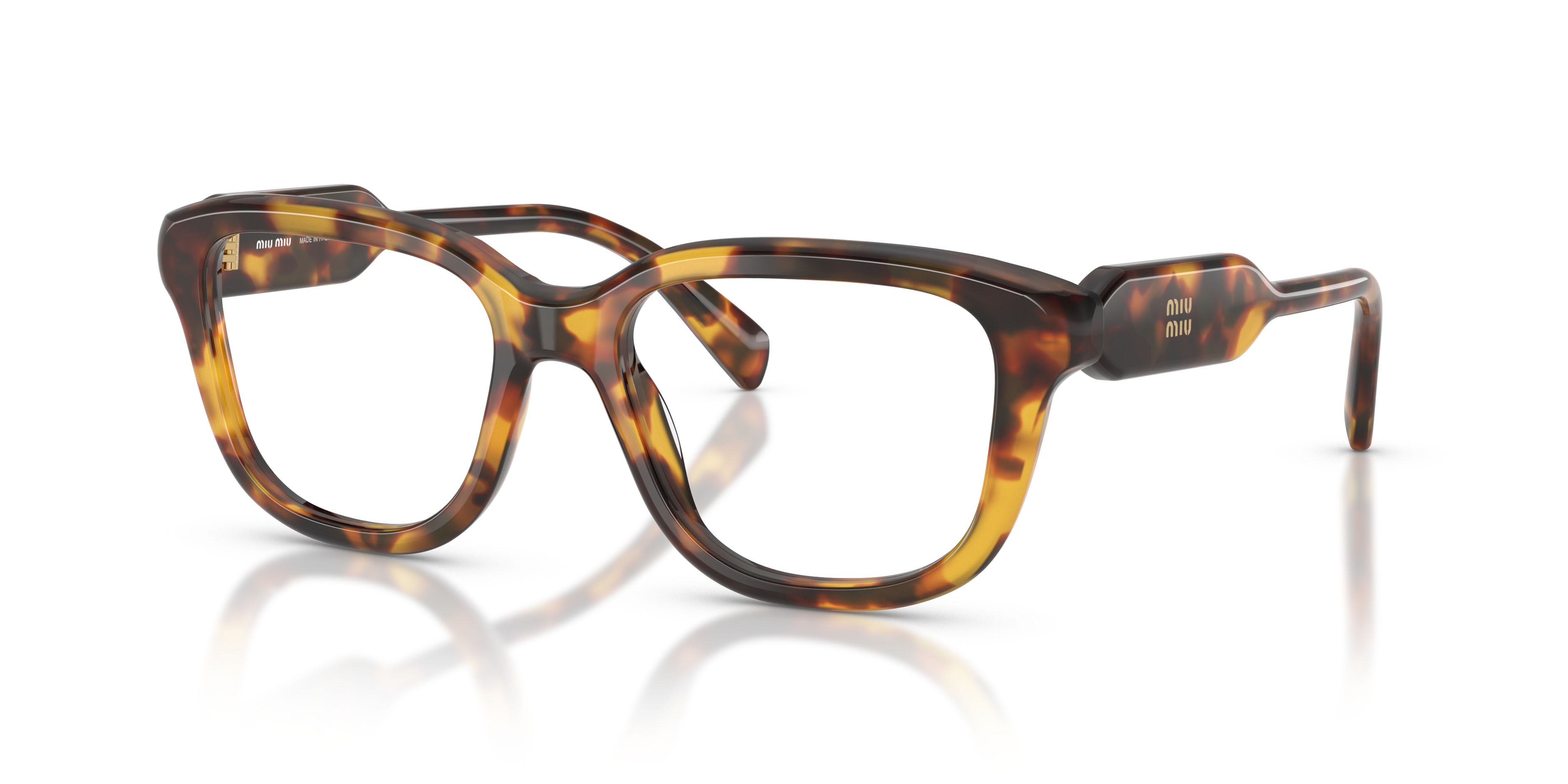 Occhiali da vista Miu Miu MU 02ZV (14L1O1) colore havana miele forma rettangolare lenti lente demo