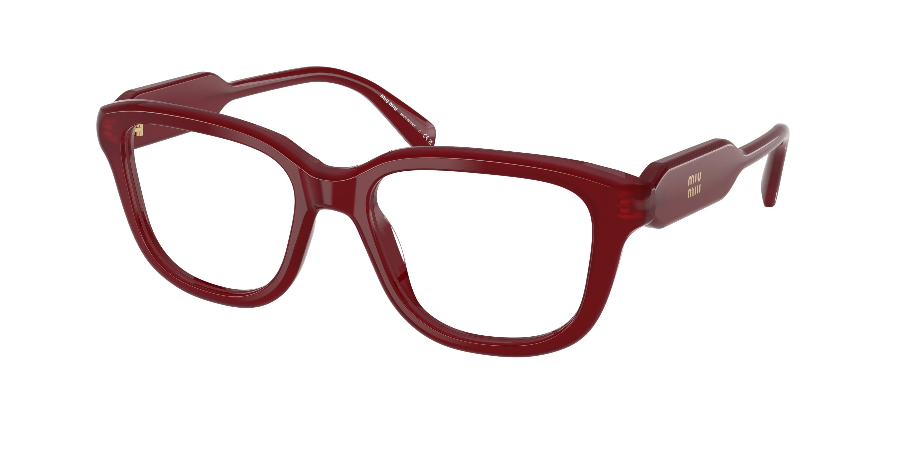 Eyeglasses Miu Miu MU 02ZV (21I1O1) color rosso opale shape rectangle lenses lente demo