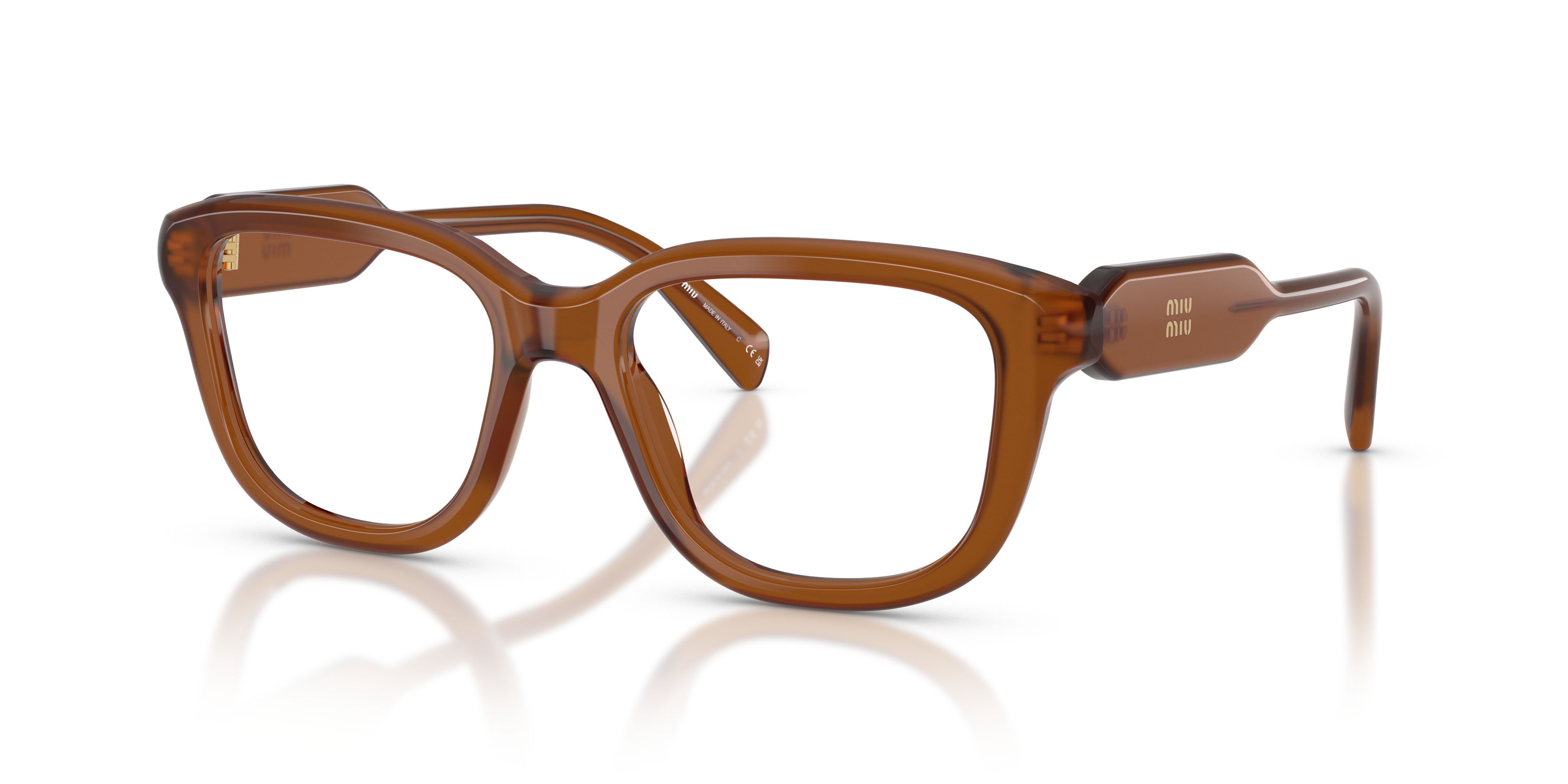 Eyeglasses Miu Miu MU 02ZV (22I1O1) color marrone opale shape rectangle lenses lente demo