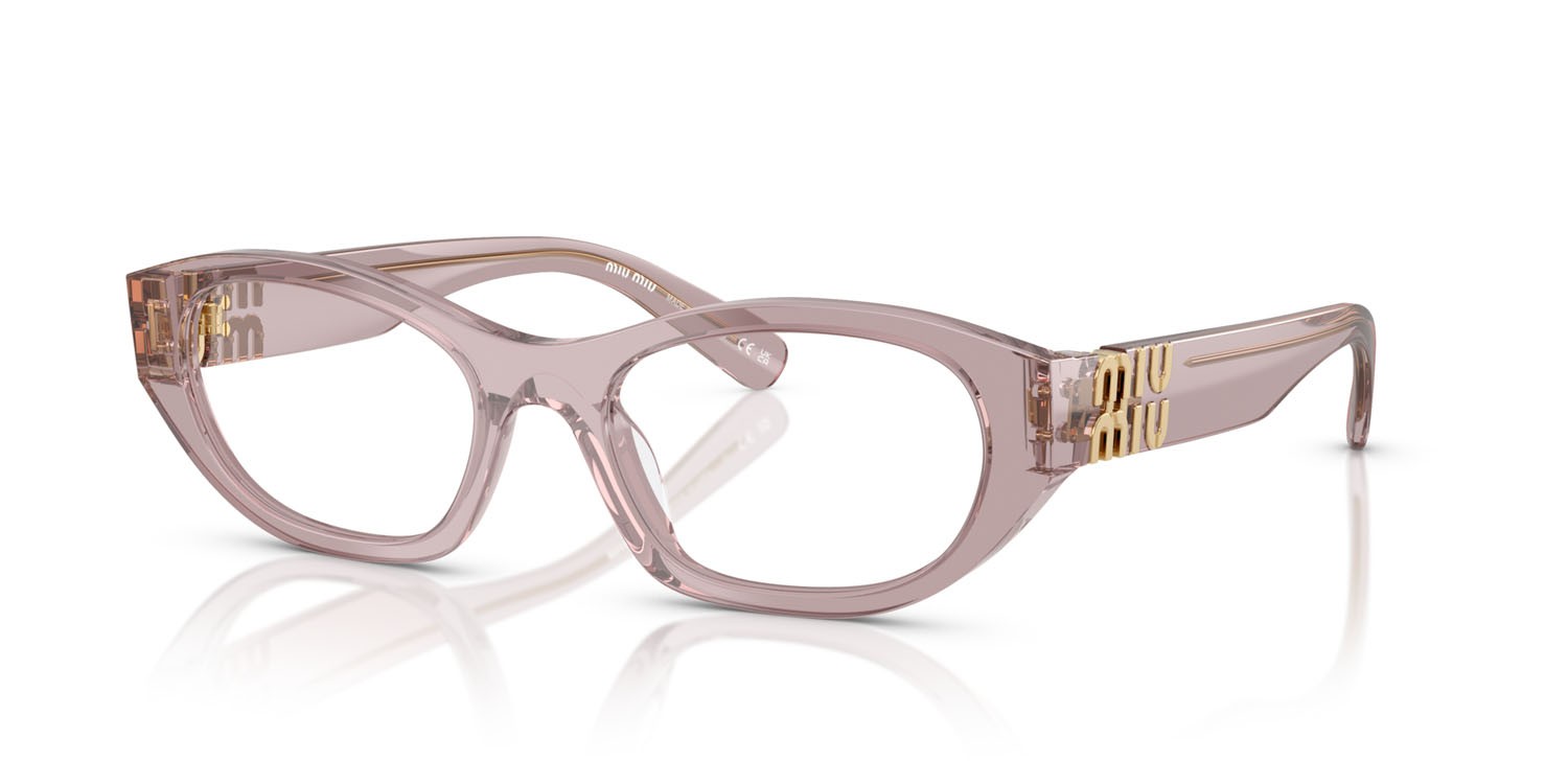 Eyeglasses Miu Miu MU 03WV (12W1O1) color malva trasparente shape irregular lenses lente demo