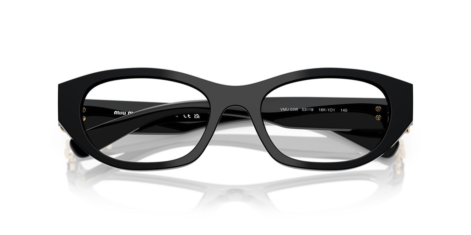 Eyeglasses Miu Miu MU 03WV (16K1O1) color nero shape irregular lenses lente demo