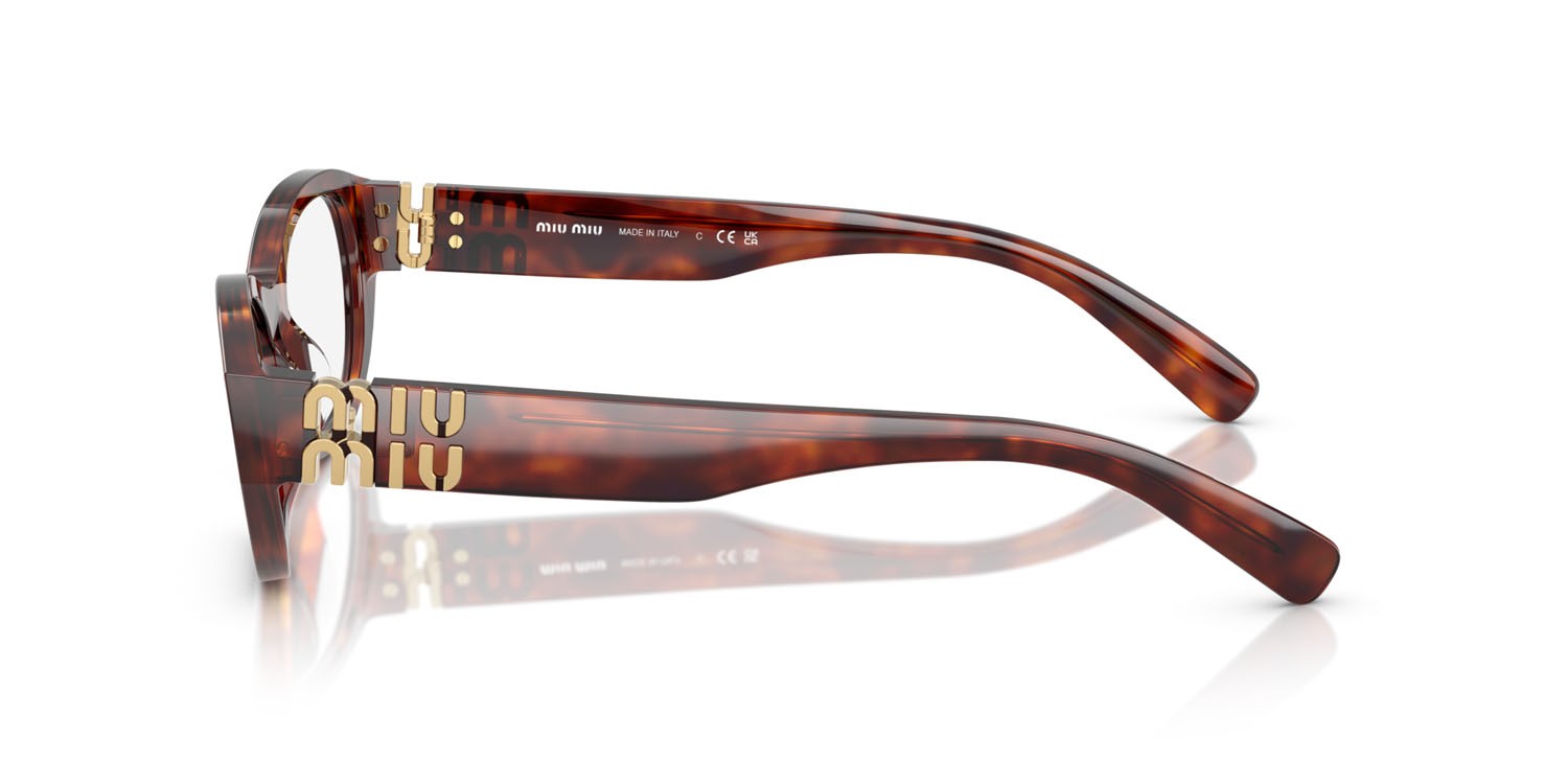 Eyeglasses Miu Miu MU 03WV (21C1O1) color havana mahogany shape irregular lenses lente demo