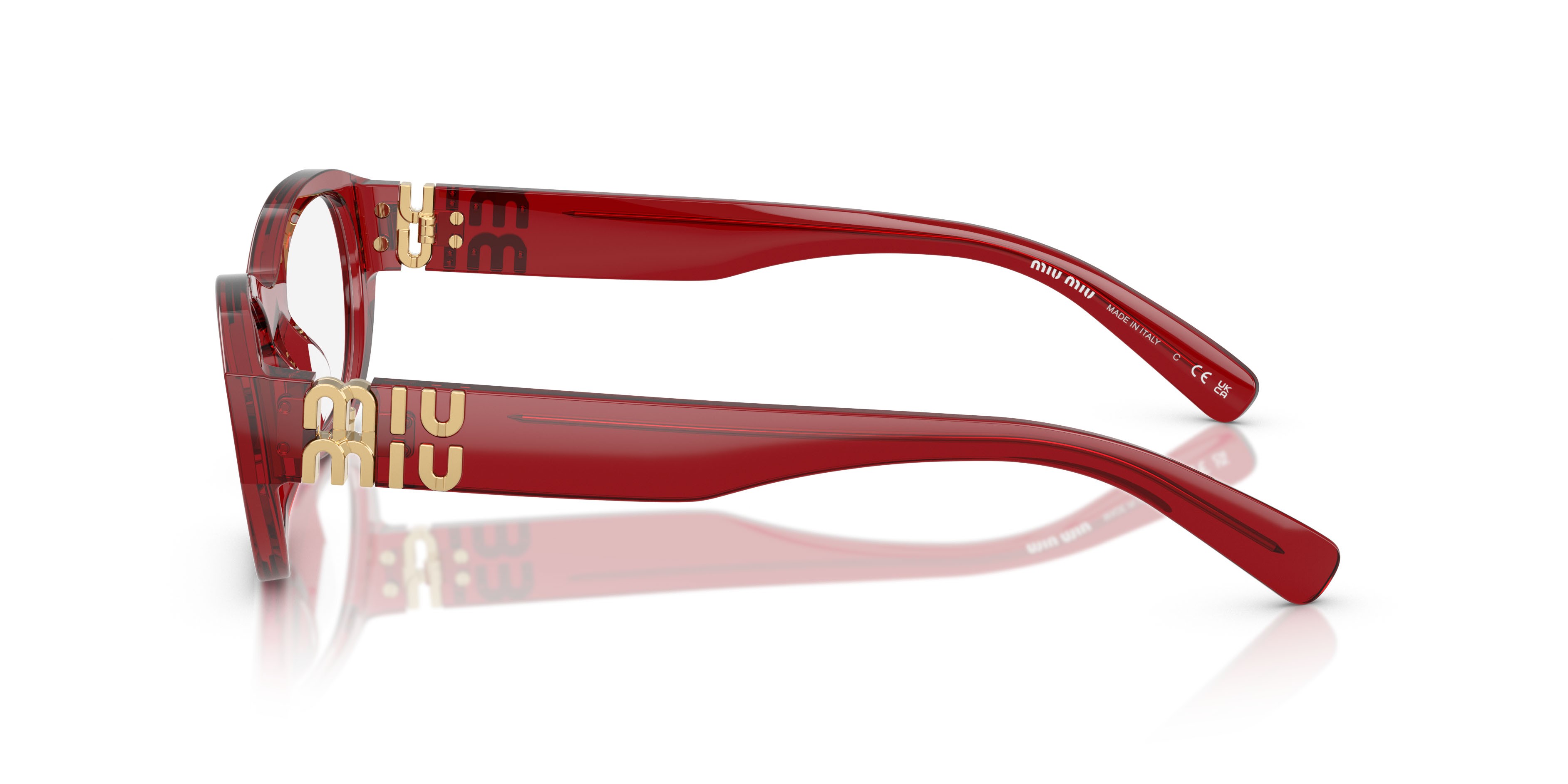 Eyeglasses Miu Miu MU 03WV (25M1O1) color scarlatto shape irregular lenses lente demo