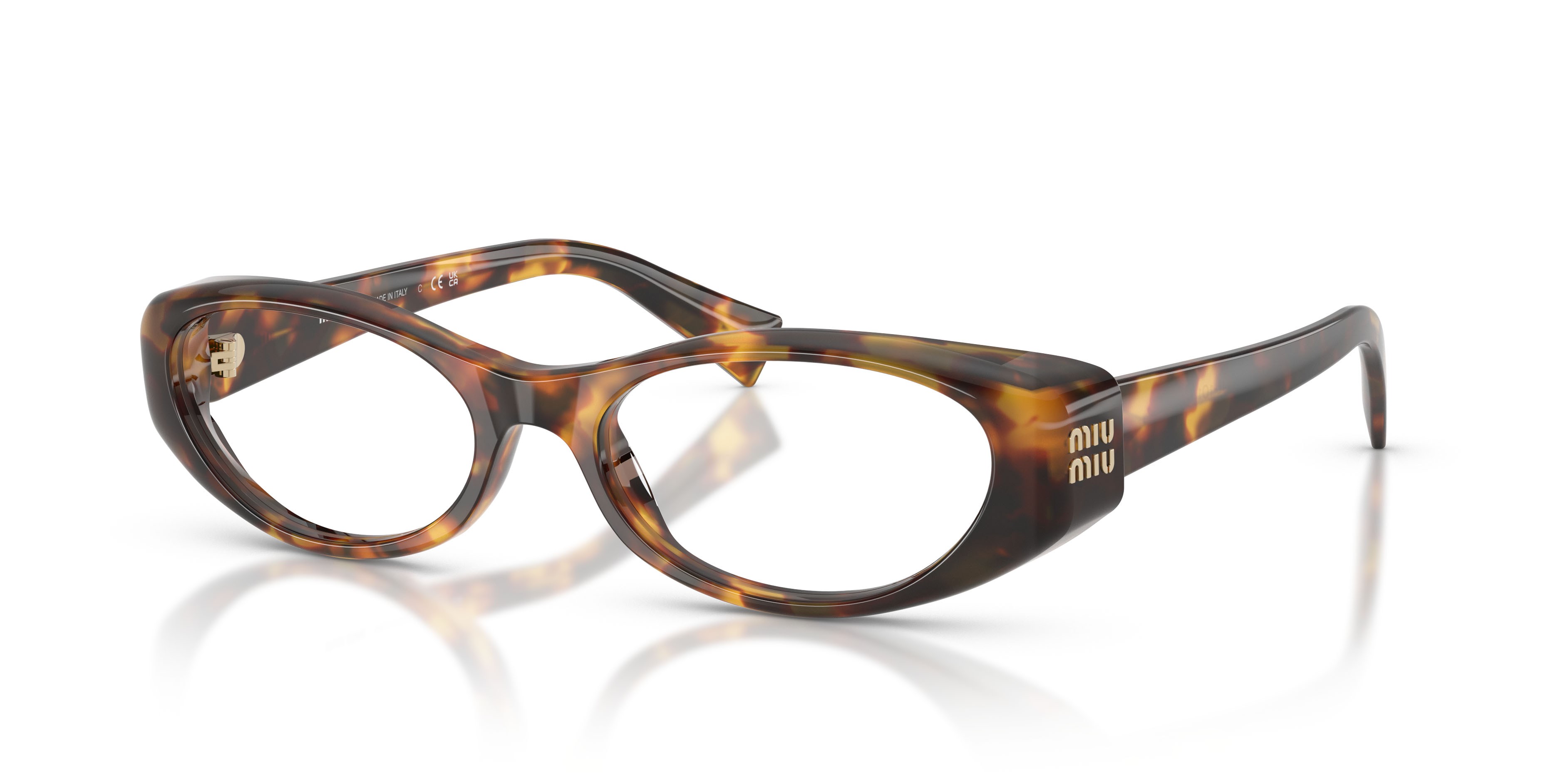 Eyeglasses Miu Miu MU 03ZV (14L1O1) color havana miele shape oval lenses lente demo