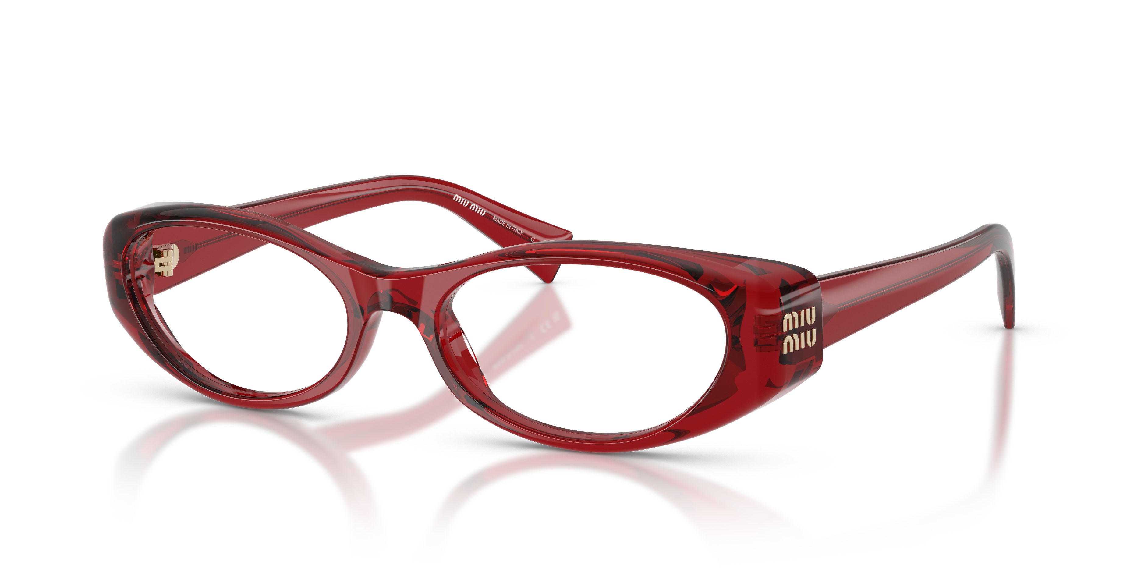 Eyeglasses Miu Miu MU 03ZV (25M1O1) color rosso trasparente shape oval lenses lente demo