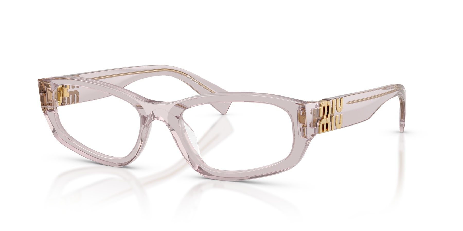 Eyeglasses Miu Miu MU 04YV (12W1O1) color malva trasparente shape irregular lenses lente demo