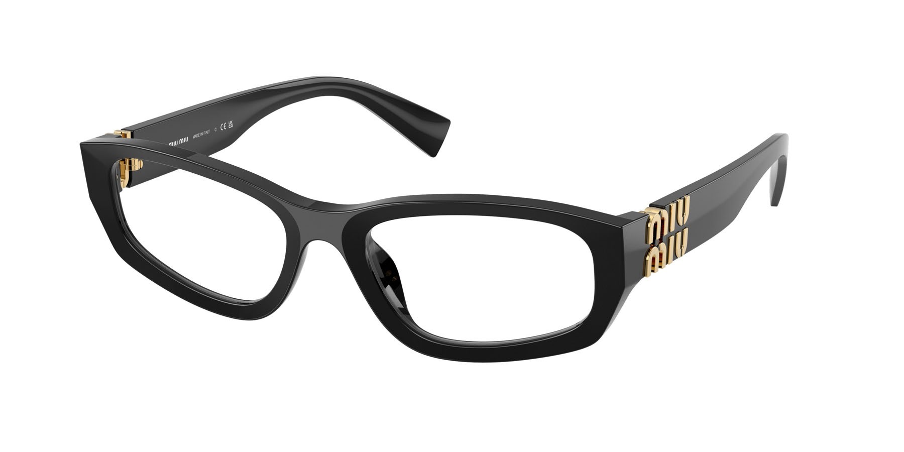 Eyeglasses Miu Miu MU 04YV (16K1O1) color nero shape irregular lenses lente demo