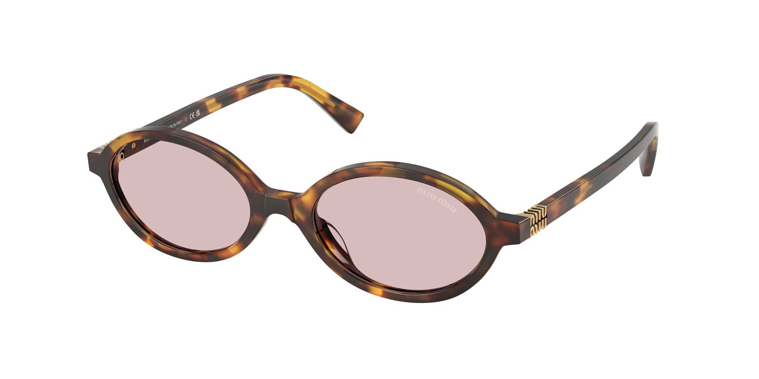 Occhiali da sole Miu Miu MU 04ZS (14L4I0) colore havana miele forma ovale lenti rosa