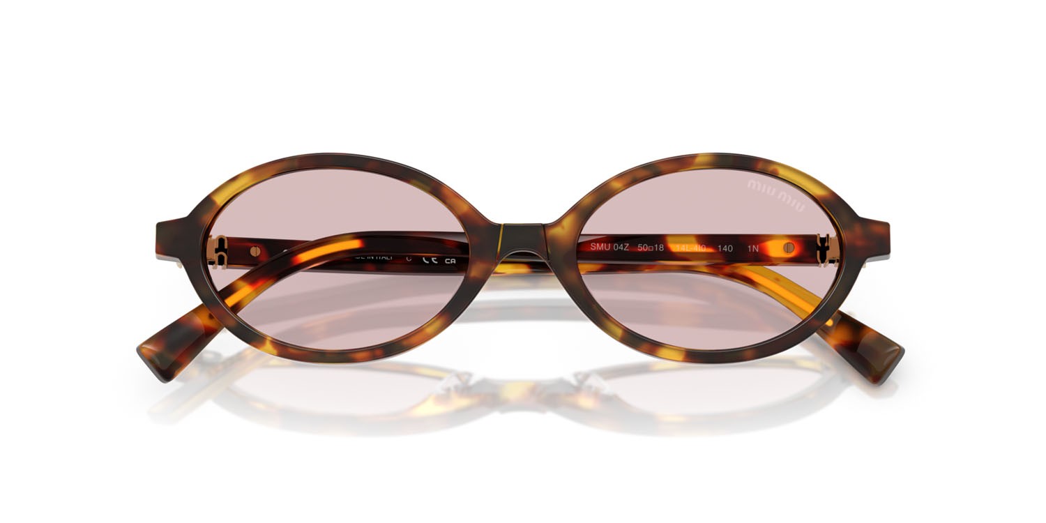 Occhiali da sole Miu Miu MU 04ZS (14L4I0) colore havana miele forma ovale lenti rosa