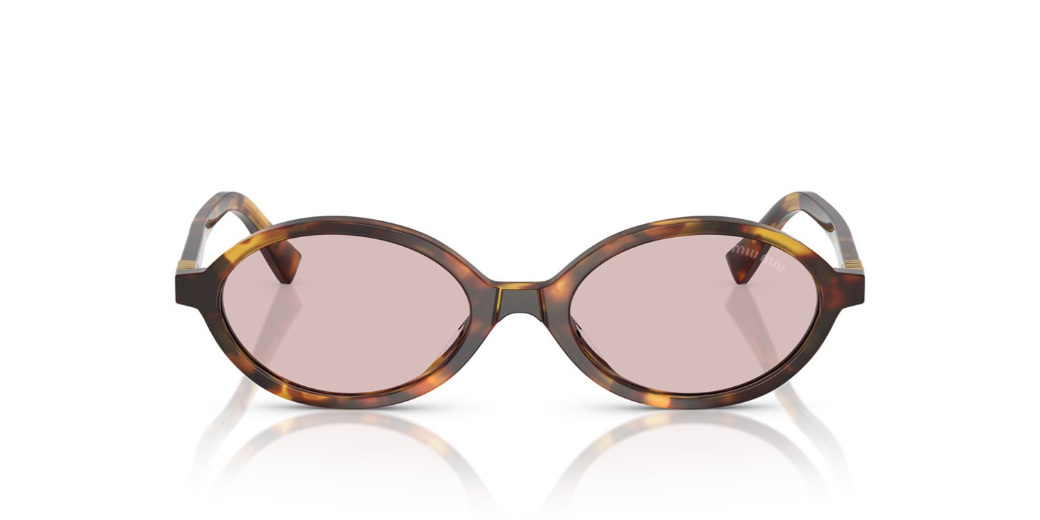 Occhiali da sole Miu Miu MU 04ZS (14L4I0) colore havana miele forma ovale lenti rosa