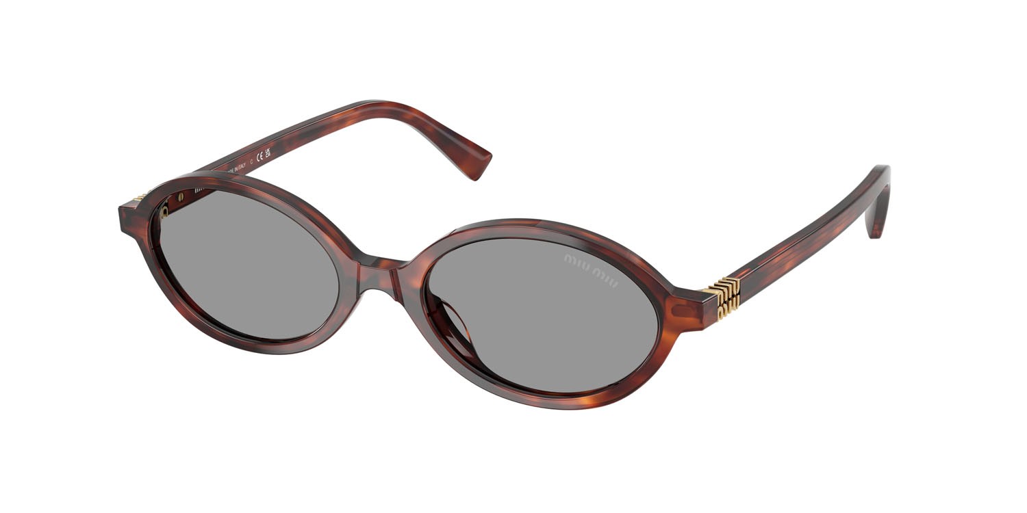 Occhiali da sole Miu Miu MU 04ZS (21C40O) colore havana mahogany forma ovale lenti grigio