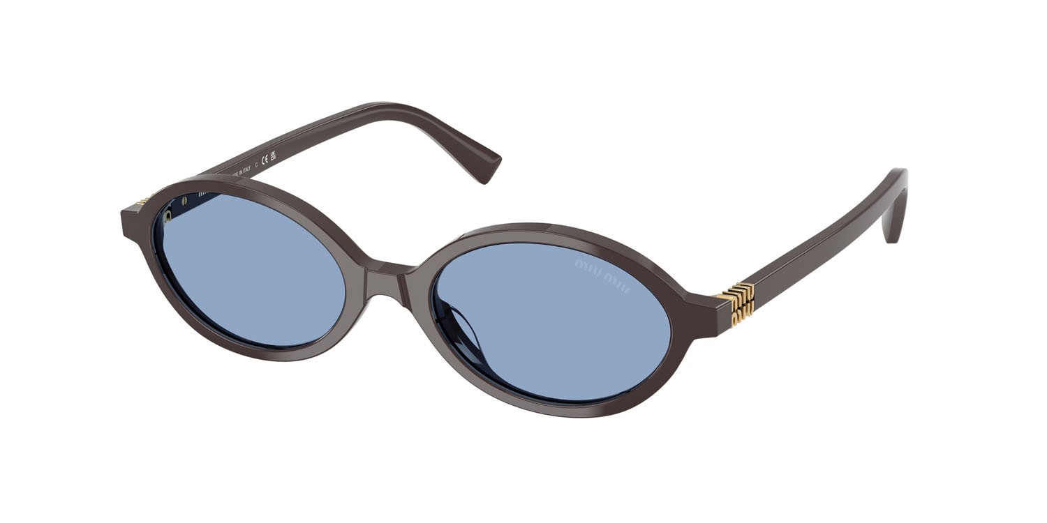Occhiali da sole Miu Miu MU 04ZS (22C60O) colore moka forma ovale lenti azzurro