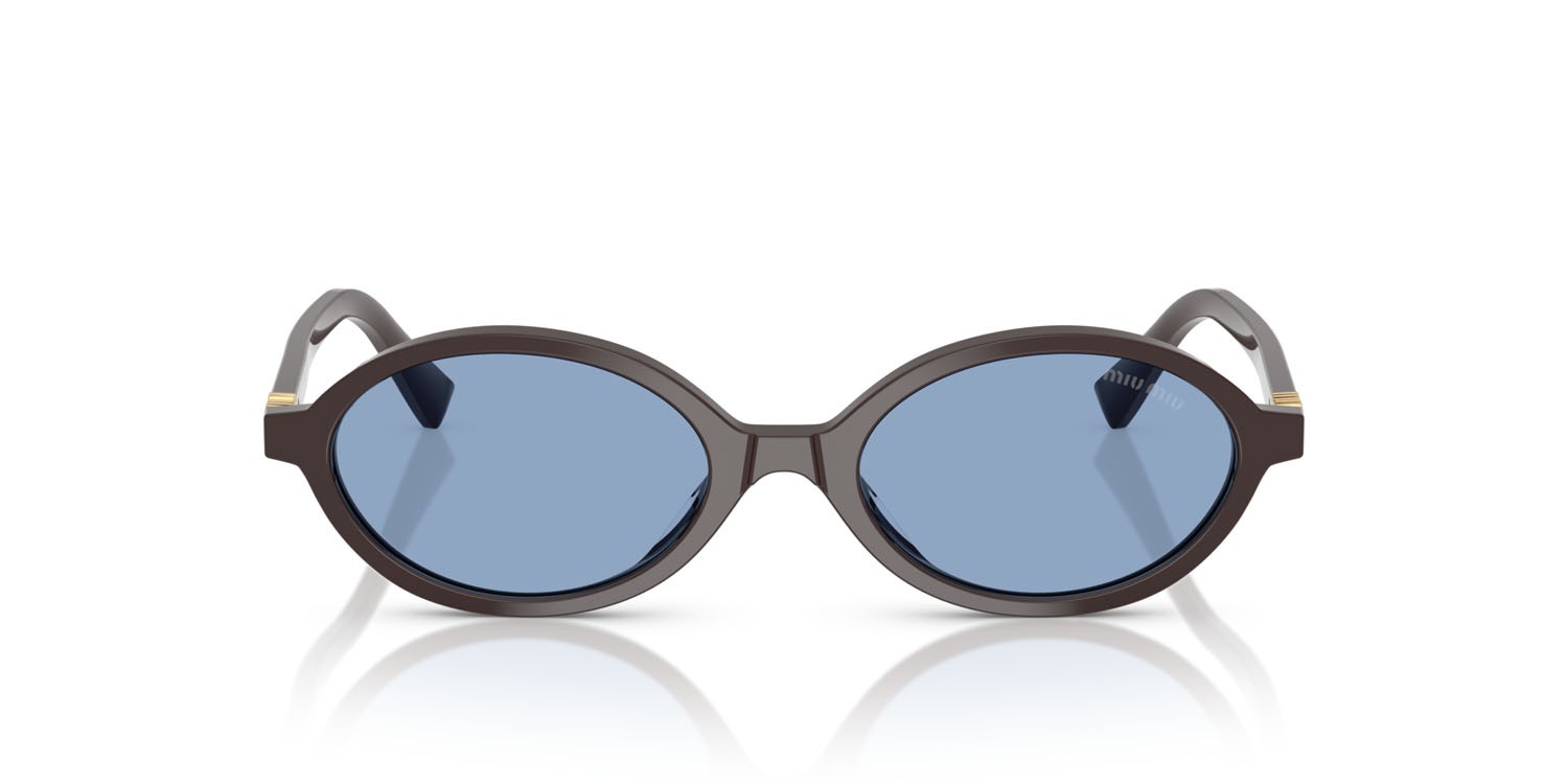 Occhiali da sole Miu Miu MU 04ZS (22C60O) colore moka forma ovale lenti azzurro