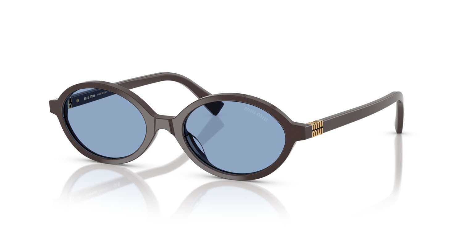 Occhiali da sole Miu Miu MU 04ZS (22C60O) colore moka forma ovale lenti azzurro