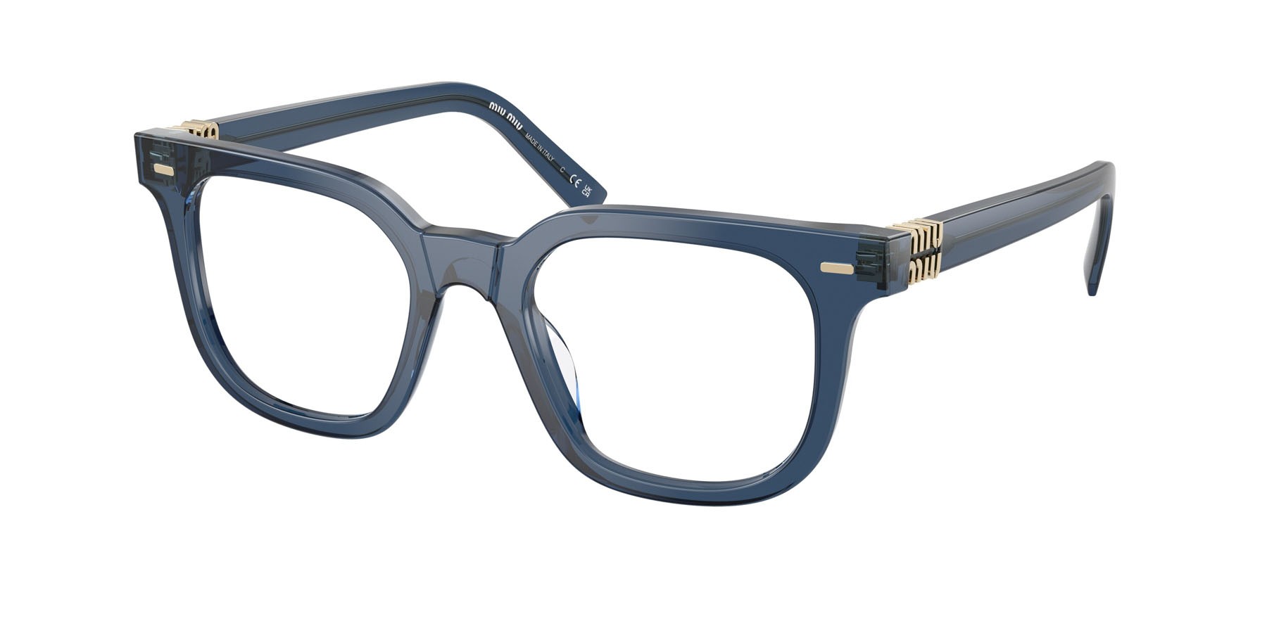 Eyeglasses Miu Miu MU 06XV (08Q1O1) color blu trasparente shape square lenses lente demo