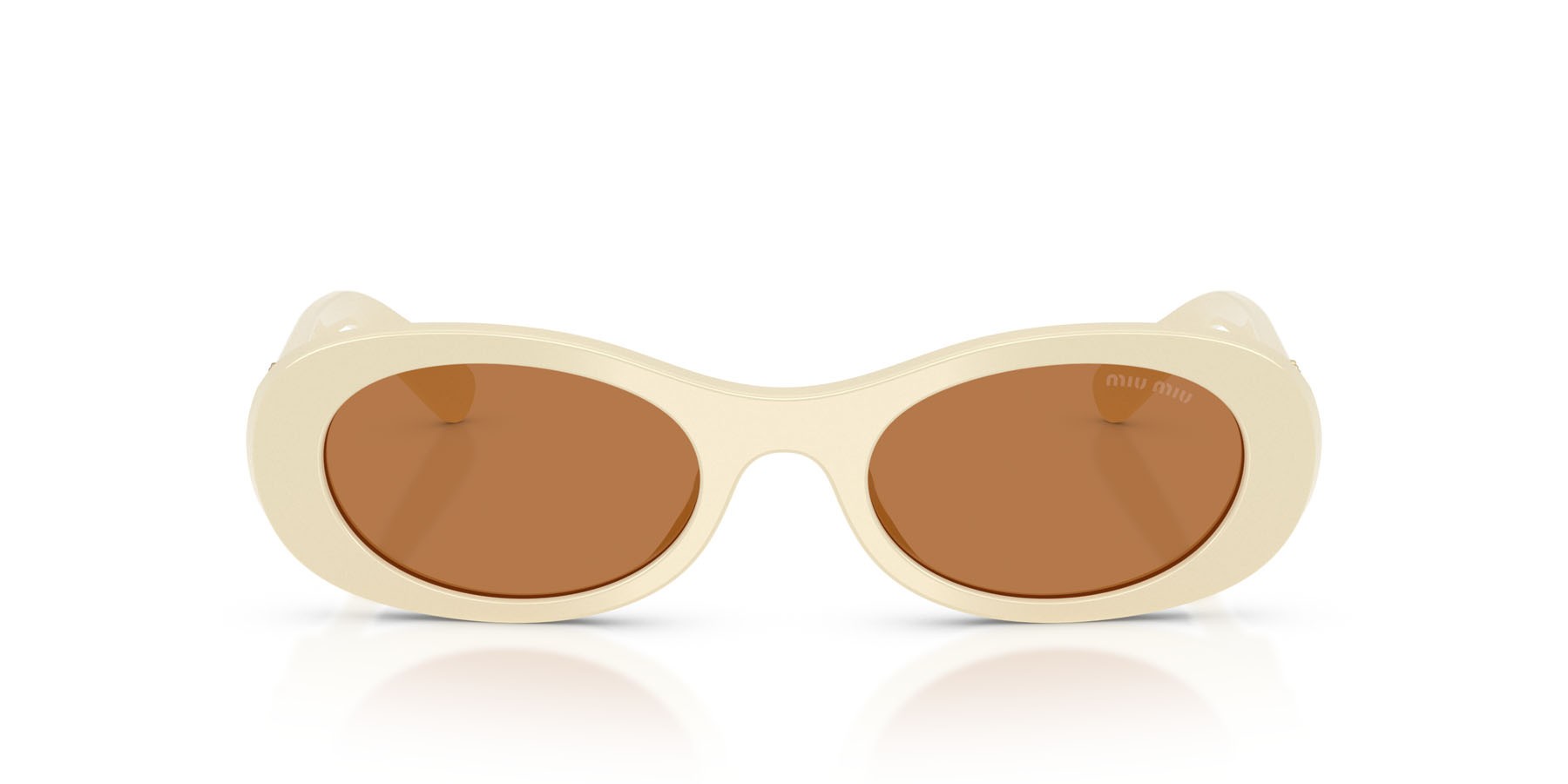 Occhiali da sole Miu Miu MU 06ZS (21D90Q) colore bianco latte forma ovale lenti marrone
