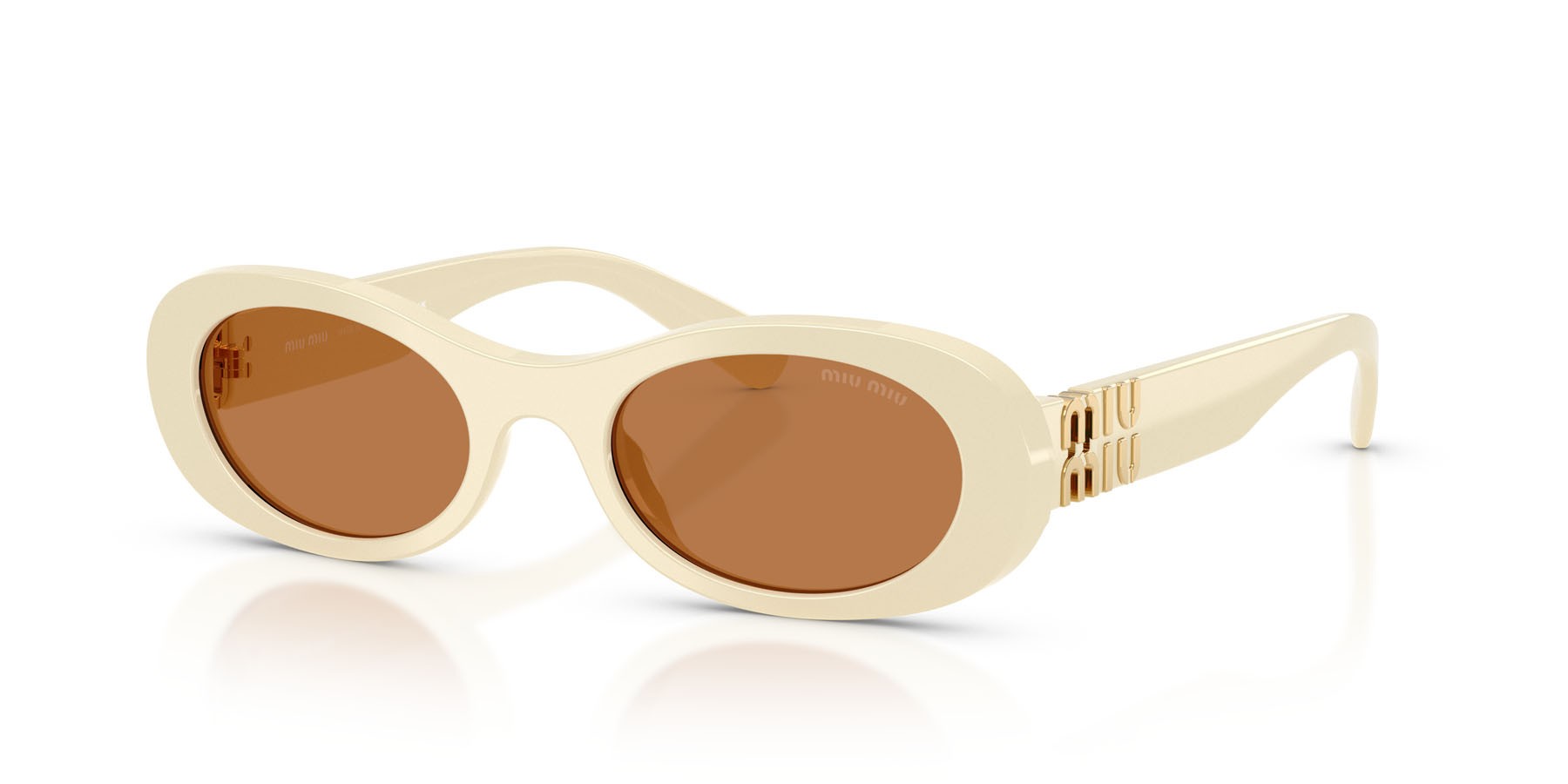 Occhiali da sole Miu Miu MU 06ZS (21D90Q) colore bianco latte forma ovale lenti marrone