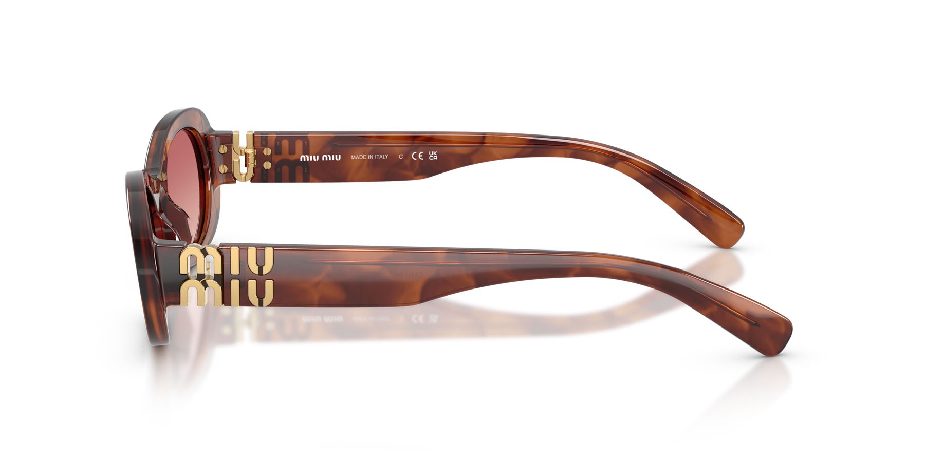 Occhiali da sole Miu Miu MU 06ZS (26E50U) colore tabacco striato forma ovale lenti etruscan