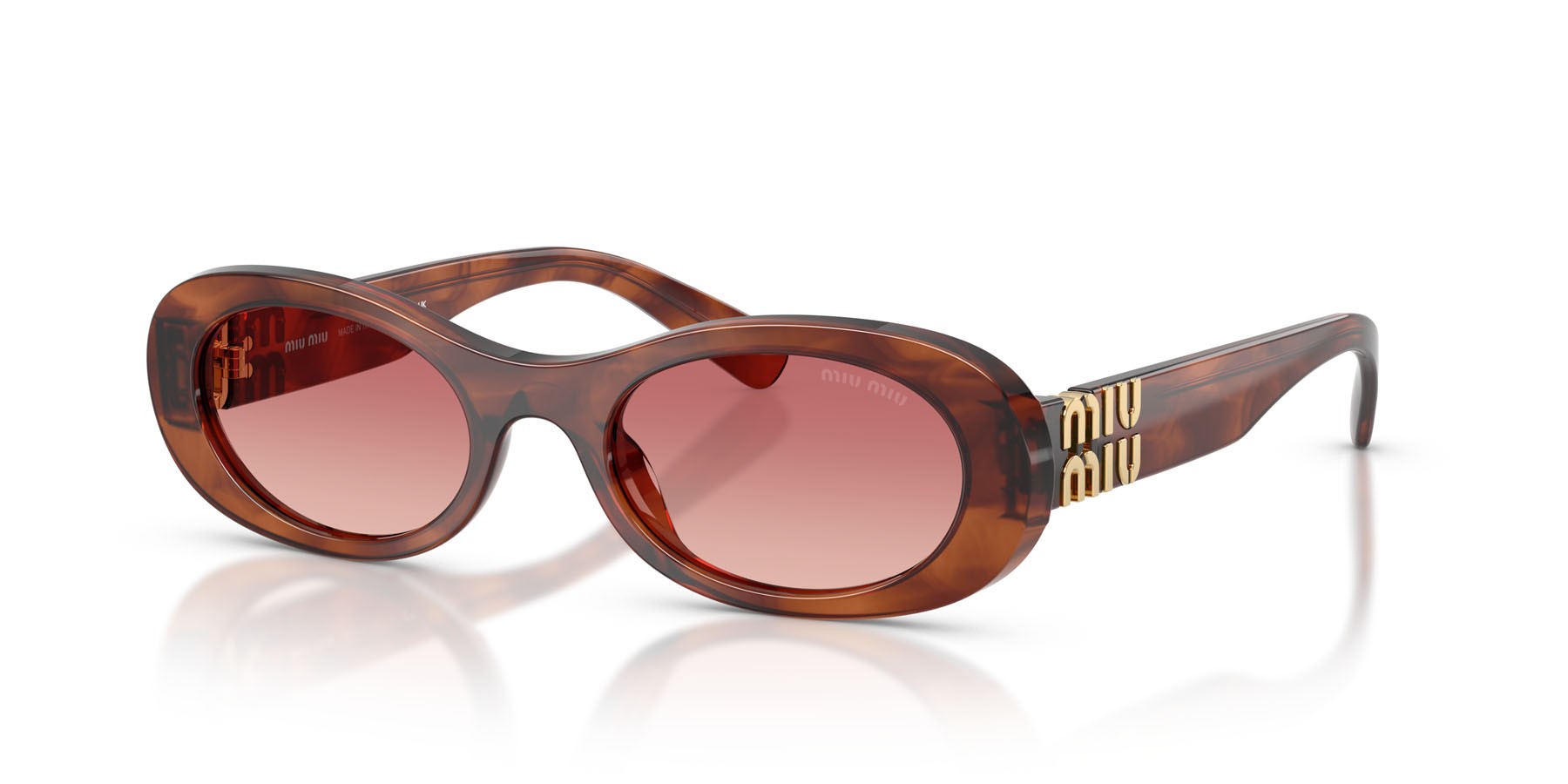 Occhiali da sole Miu Miu MU 06ZS (26E50U) colore tabacco striato forma ovale lenti etruscan