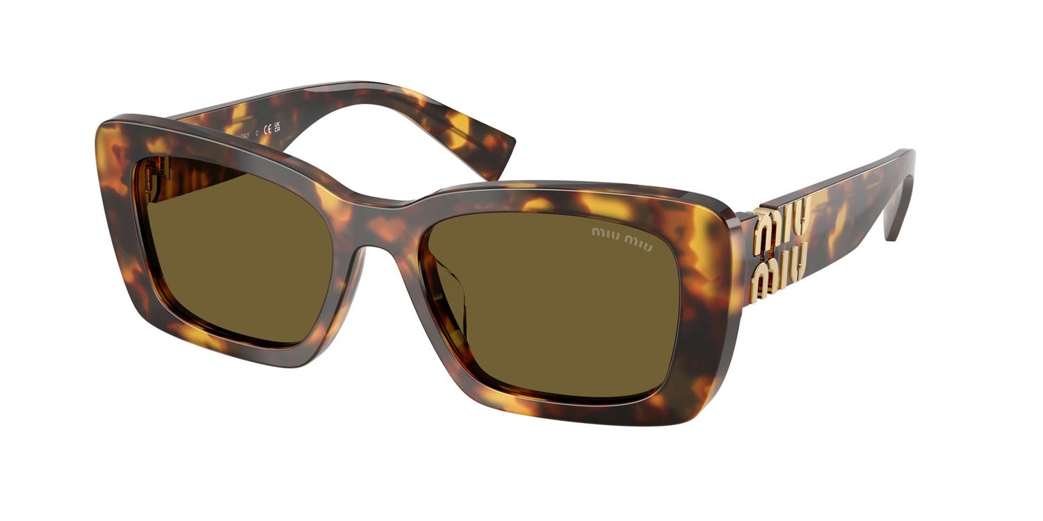 Occhiali da sole Miu Miu MU 07YS (14L09Z) colore havana miele forma rettangolare lenti marrone scuro