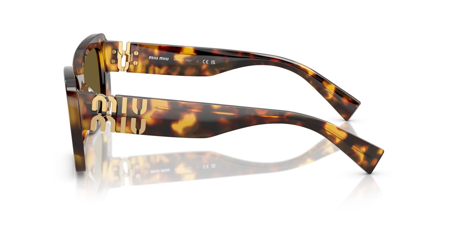 Occhiali da sole Miu Miu MU 07YS (14L09Z) colore havana miele forma rettangolare lenti marrone scuro