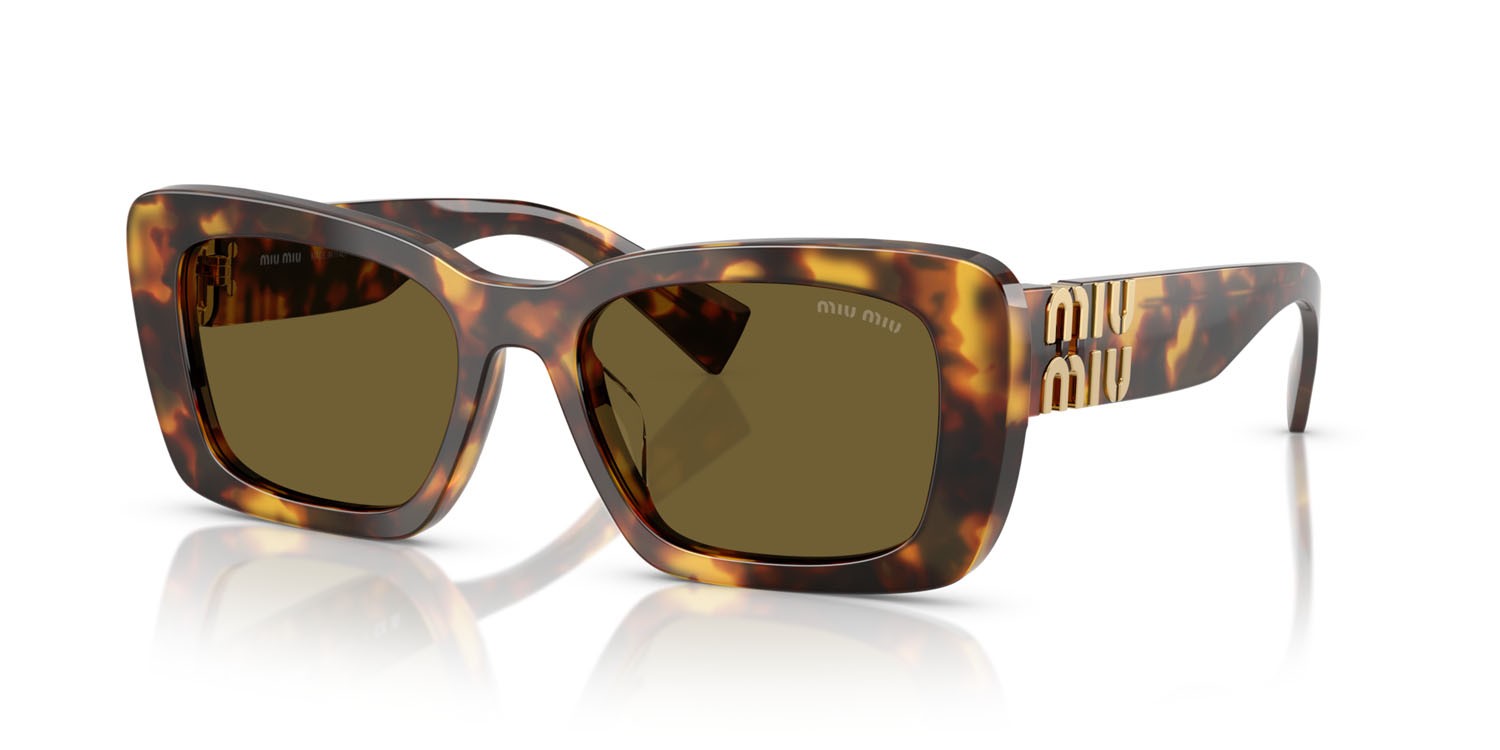 Occhiali da sole Miu Miu MU 07YS (14L09Z) colore havana miele forma rettangolare lenti marrone scuro