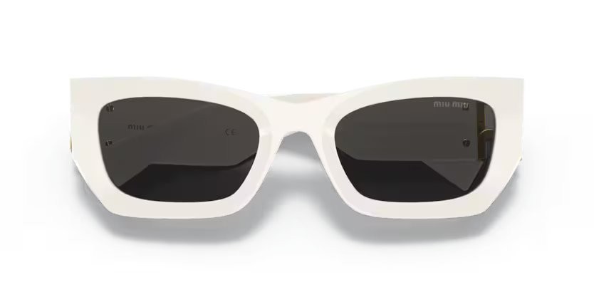 Sonnenbrillen Miu Miu MU 09WS (1425S0) farbe white form rechteckig gläser dark grey
