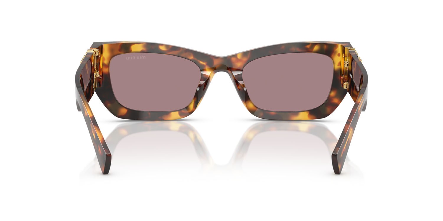 Sunglasses Miu Miu MU 09WS (14L20I) color havana miele shape rectangle lenses viola chiaro/marrone