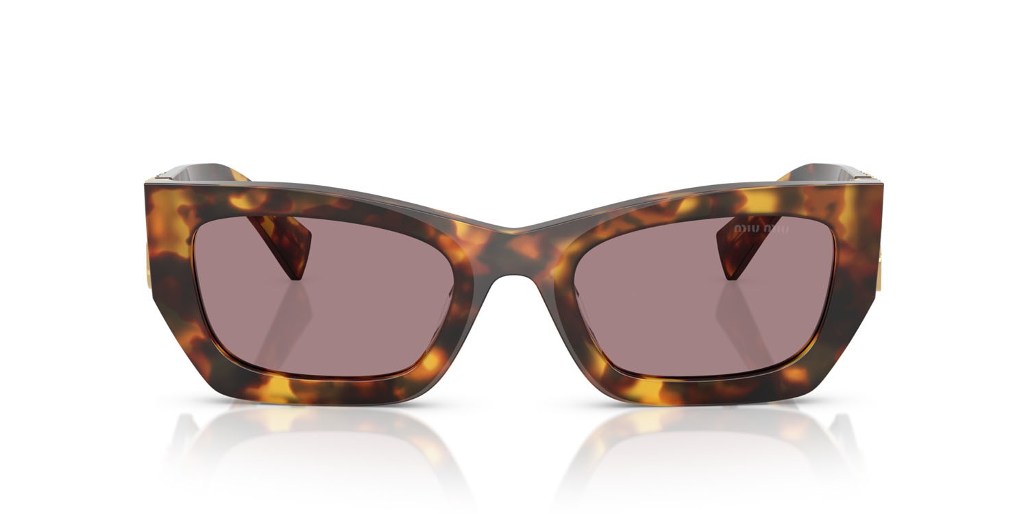 Sunglasses Miu Miu MU 09WS (14L20I) color havana miele shape rectangle lenses viola chiaro/marrone