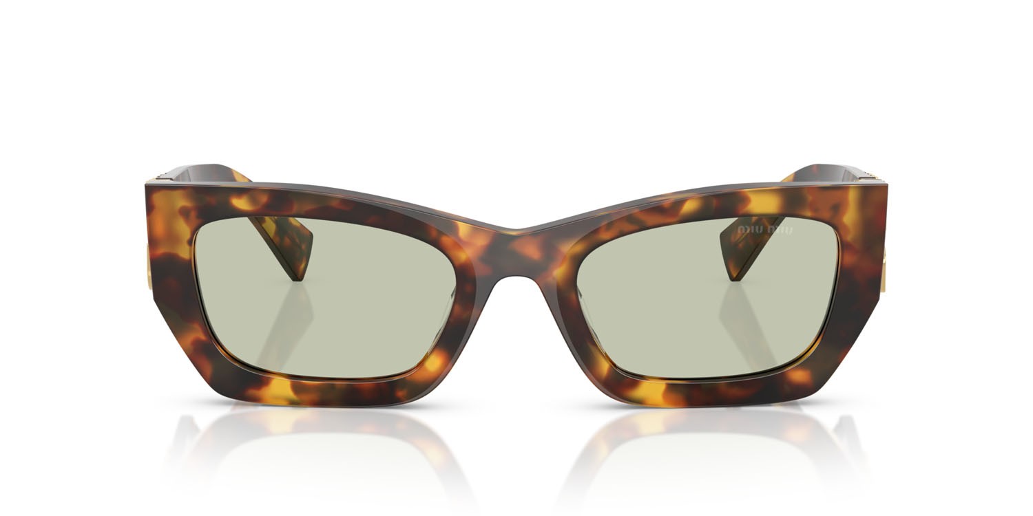 Occhiali da sole Miu Miu MU 09WS (14L50O) colore havana miele forma rettangolare lenti verde
