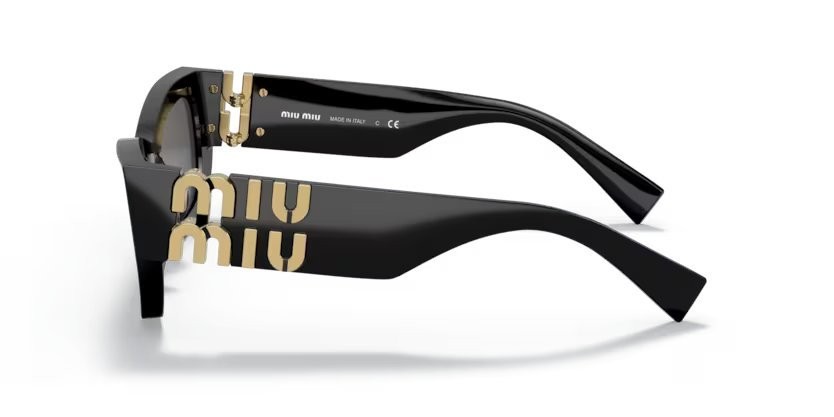 Occhiali da sole Miu Miu MU 09WS (1AB5S0) colore black forma rettangolare lenti dark grey