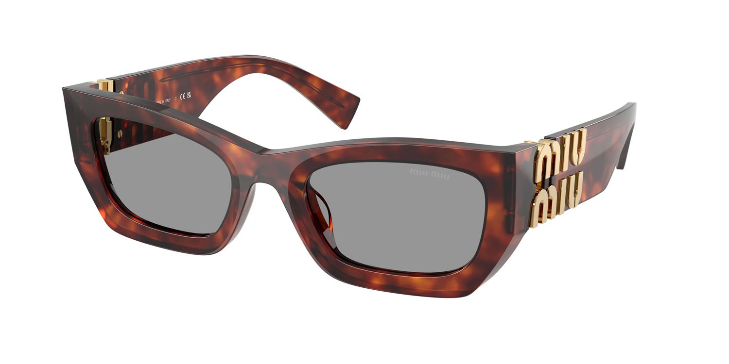 Sonnenbrillen Miu Miu MU 09WS (21C40O) farbe mogano havana form rechteckig gläser grigio