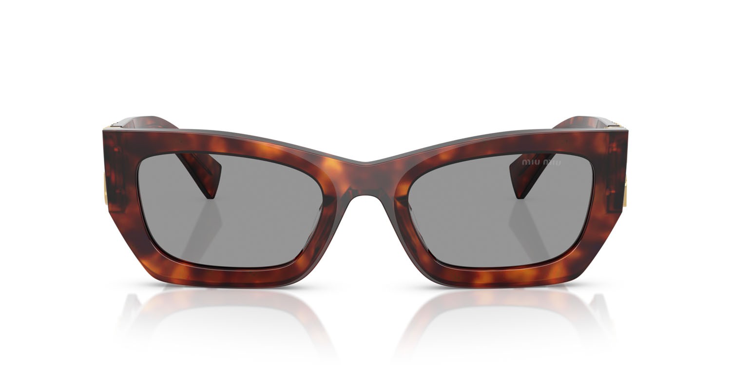 Sonnenbrillen Miu Miu MU 09WS (21C40O) farbe mogano havana form rechteckig gläser grigio