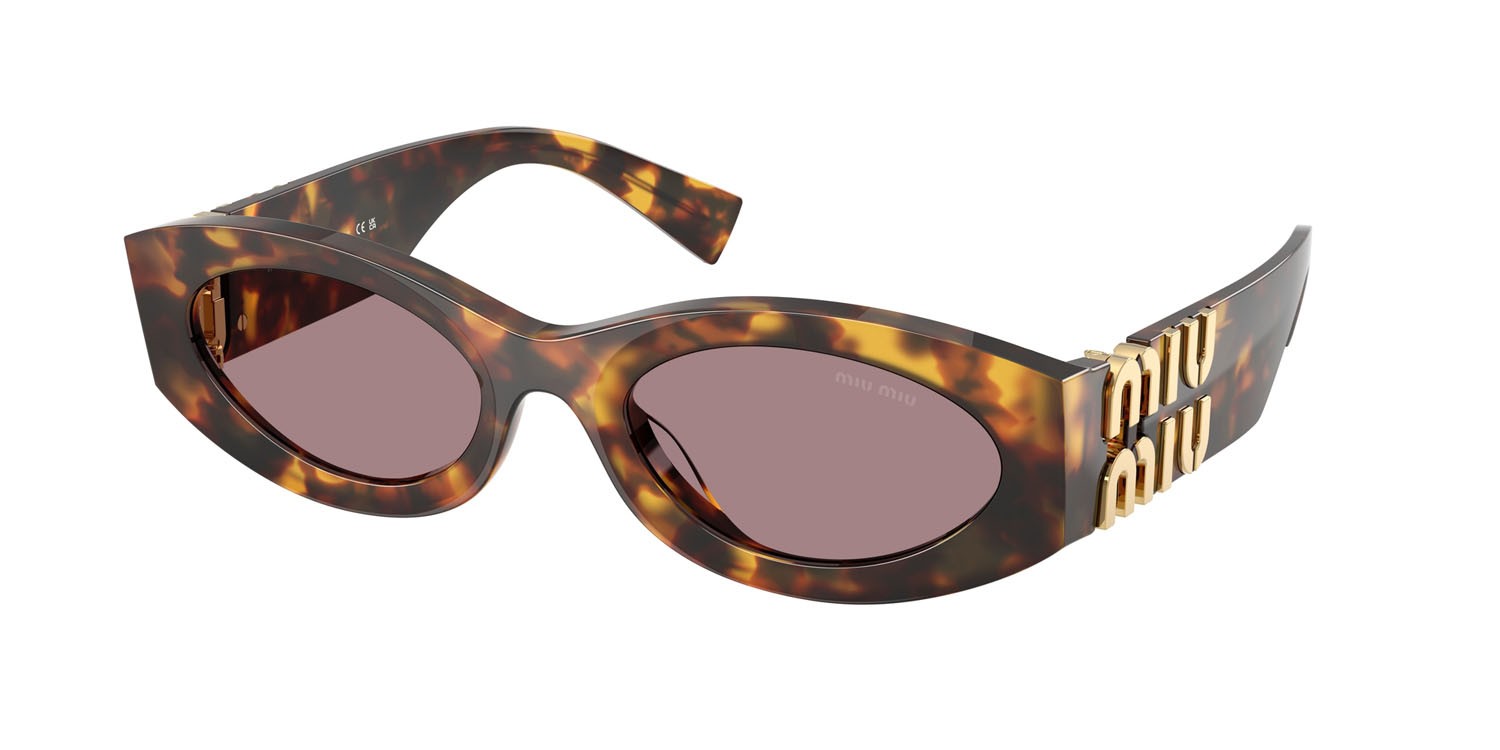 Occhiali da sole Miu  MU 11WS (14L20I) colore havana miele forma ovale lenti viola chiaro/marrone
