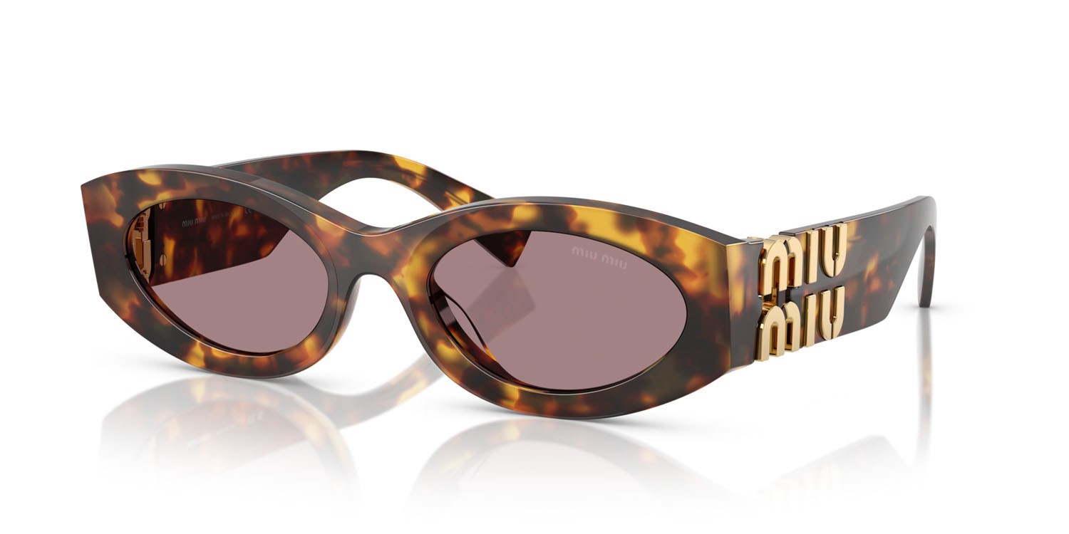 Occhiali da sole Miu  MU 11WS (14L20I) colore havana miele forma ovale lenti viola chiaro/marrone