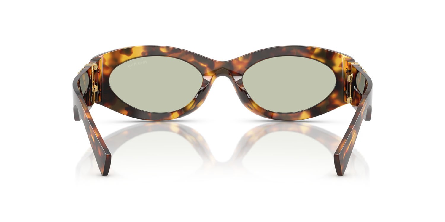 Occhiali da sole Miu  MU 11WS (14L50O) colore havana miele forma ovale lenti verde chiaro