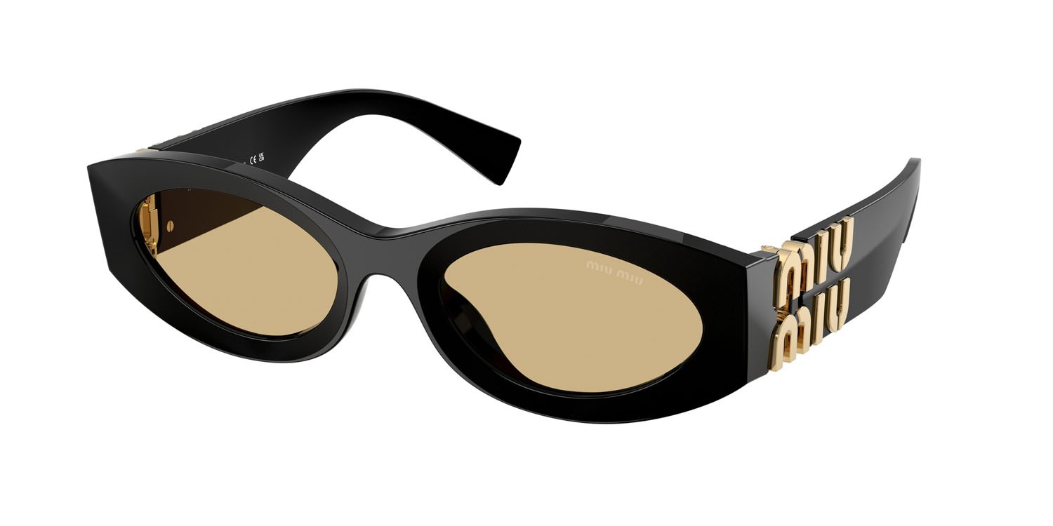 Occhiali da sole Miu  MU 11WS (16K10R) colore nero forma ovale lenti giallo