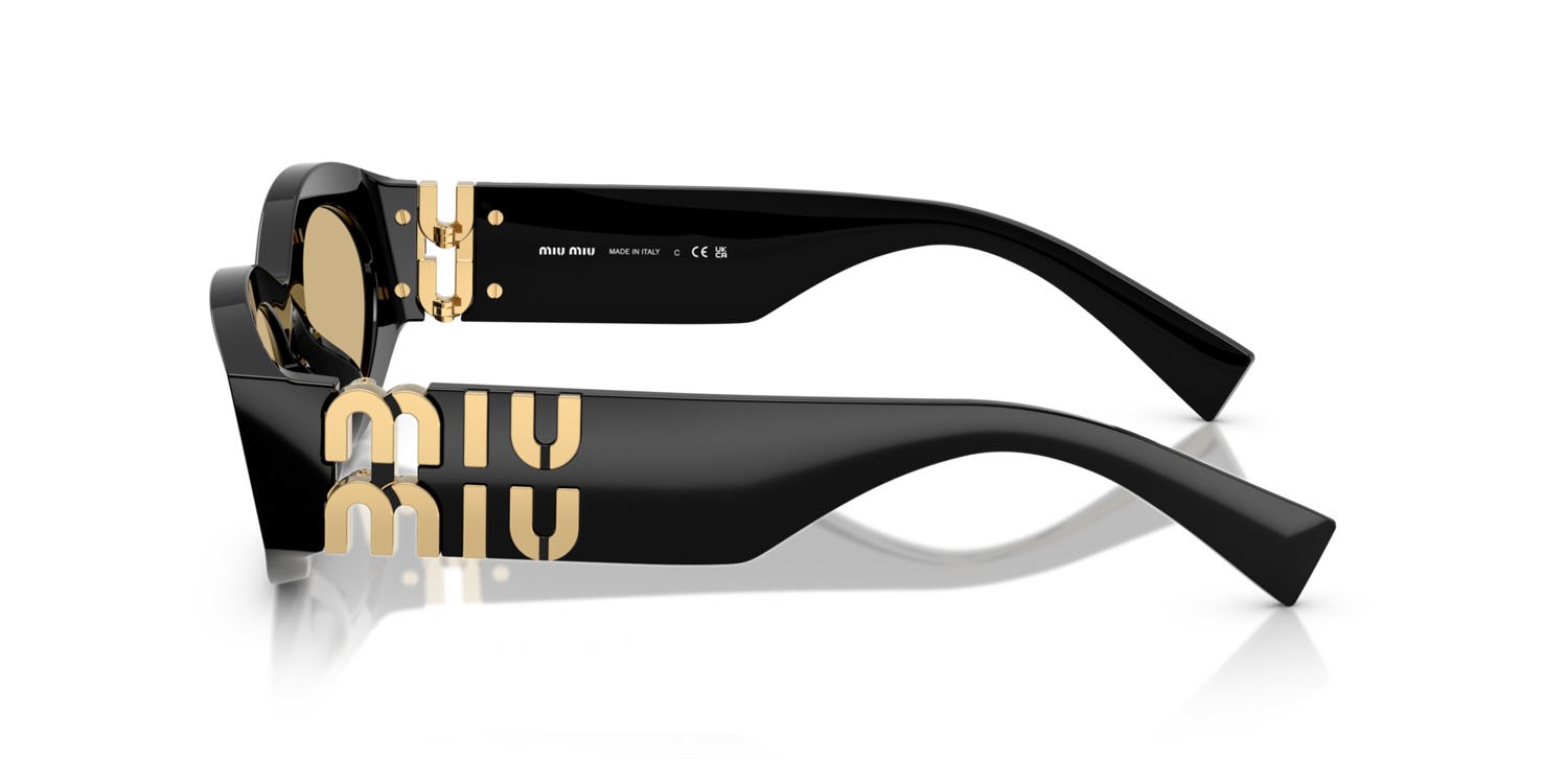 Occhiali da sole Miu  MU 11WS (16K10R) colore nero forma ovale lenti giallo