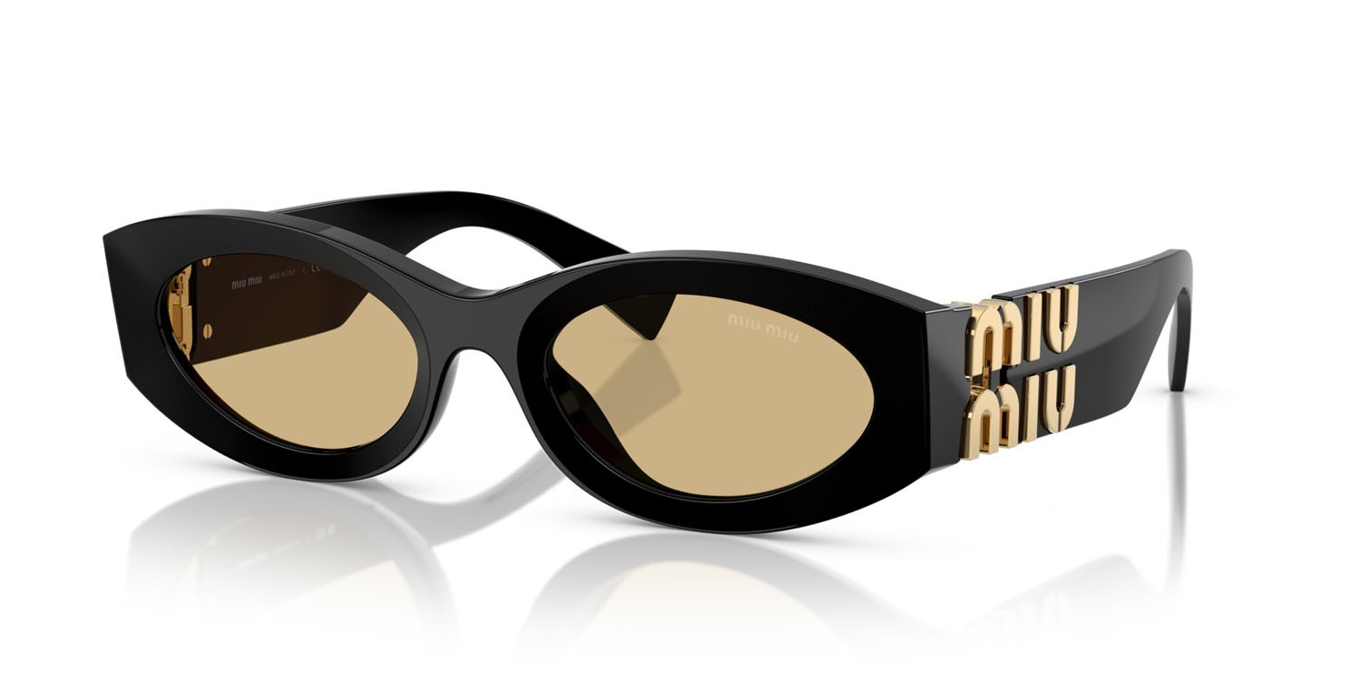 Occhiali da sole Miu  MU 11WS (16K10R) colore nero forma ovale lenti giallo